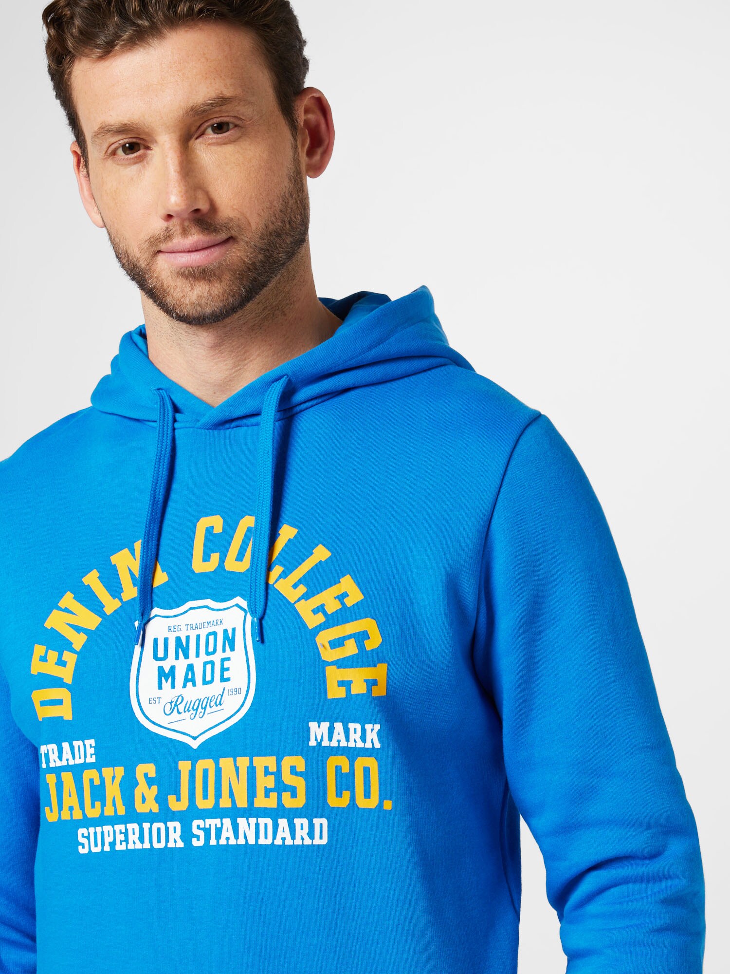 JACK & JONES Mikina azúrová / žltá / biela (obrázok 5)