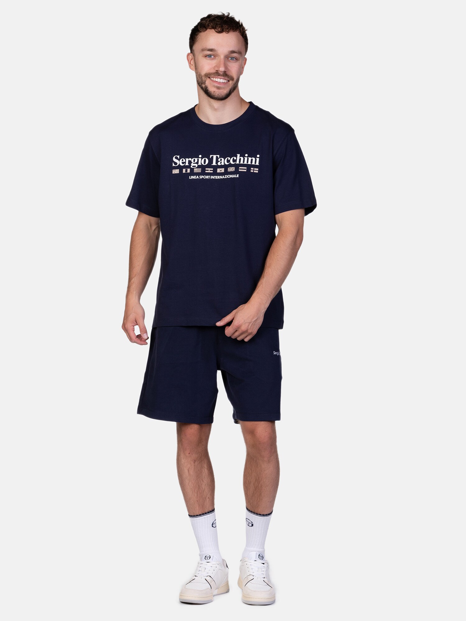 Sergio Tacchini Funkčné tričko béžová / námornícka modrá / biela (obrázok 4)