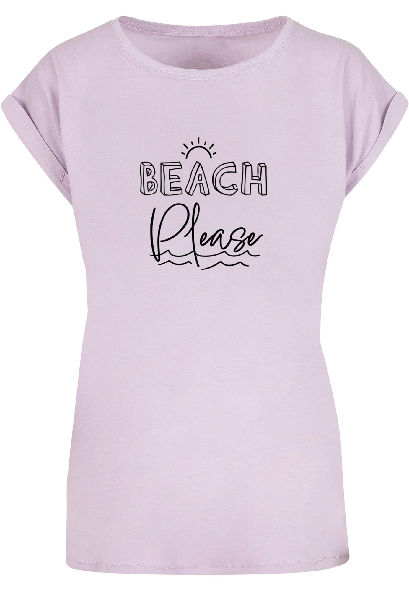 Merchcode Tričko 'Beach Please'  levanduľová / čierna