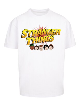 F4NT4STIC Shirt ‘Stranger Things Comic Heads Netflix TV Series’ Nude / Geel / Zwart / Wit