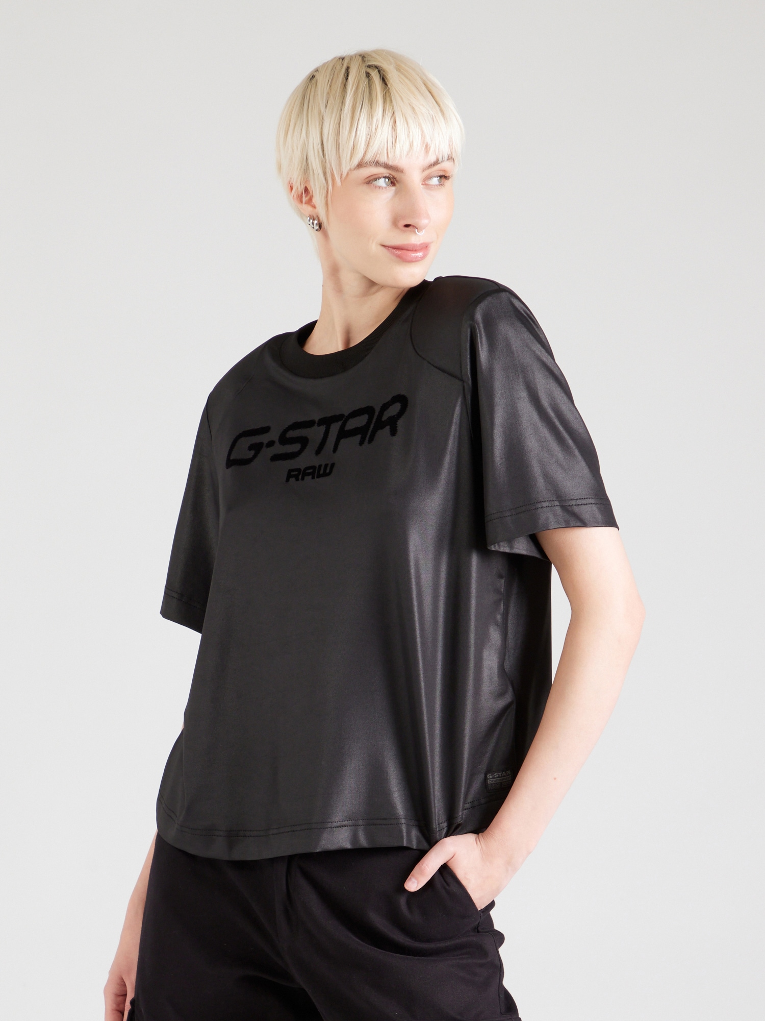 G-STAR Póló  fekete / fekete melír termék 2. képe