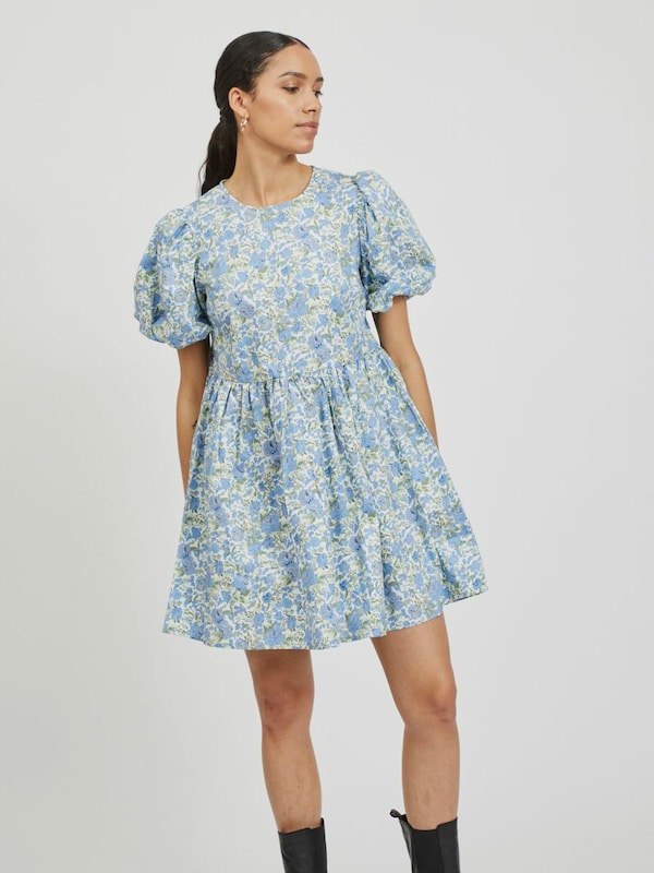 Vila Donna Puff Kurzarm bedrucktes Kleid