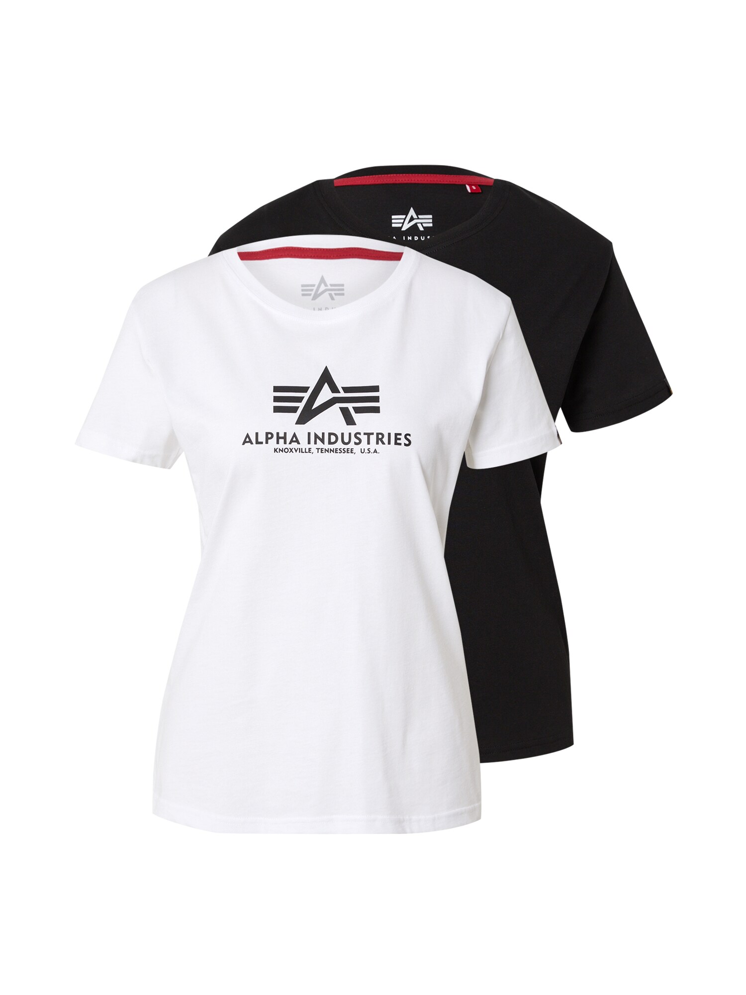 ALPHA INDUSTRIES Póló 'New Basic'  fekete / fehér akciós termékkép 1