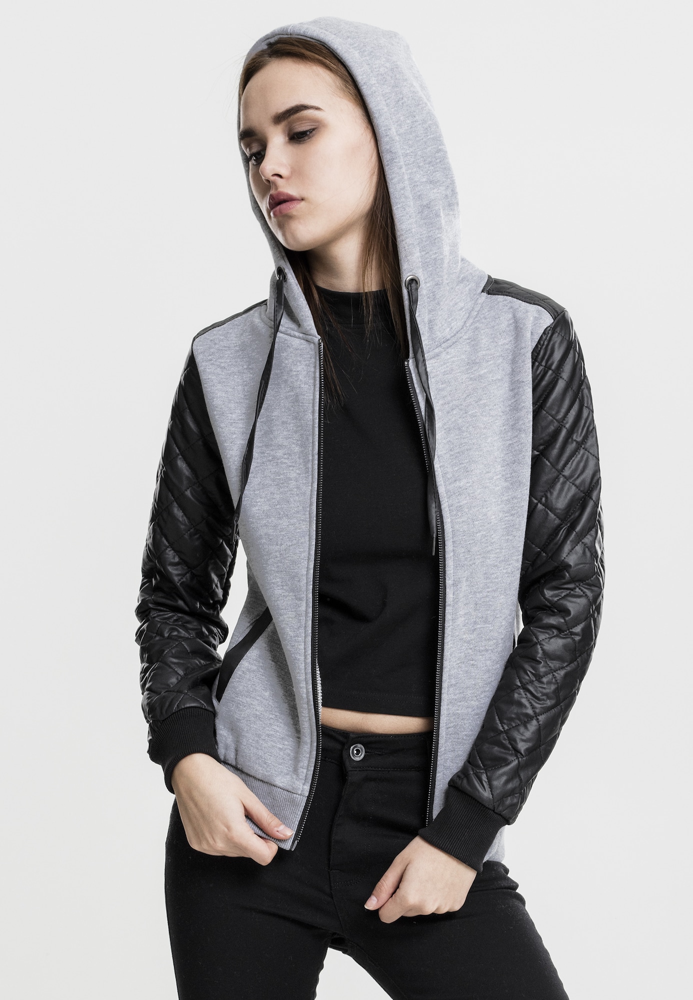 Urban Classics Tréning dzseki 'Diamond'  szürke / fekete termék 2. képe