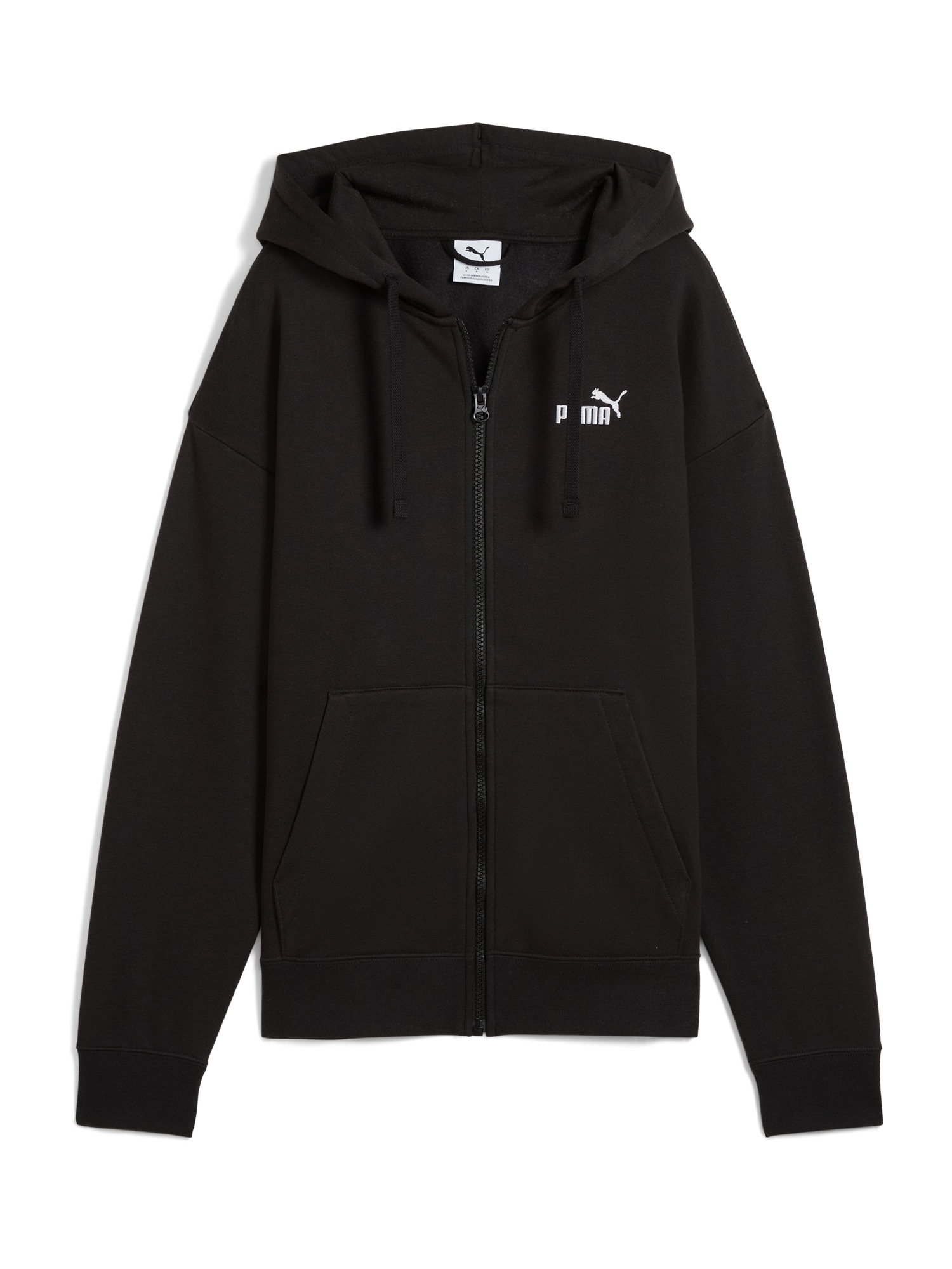 PUMA Bluză cu fermoar sport ESS No. 1  negru / alb