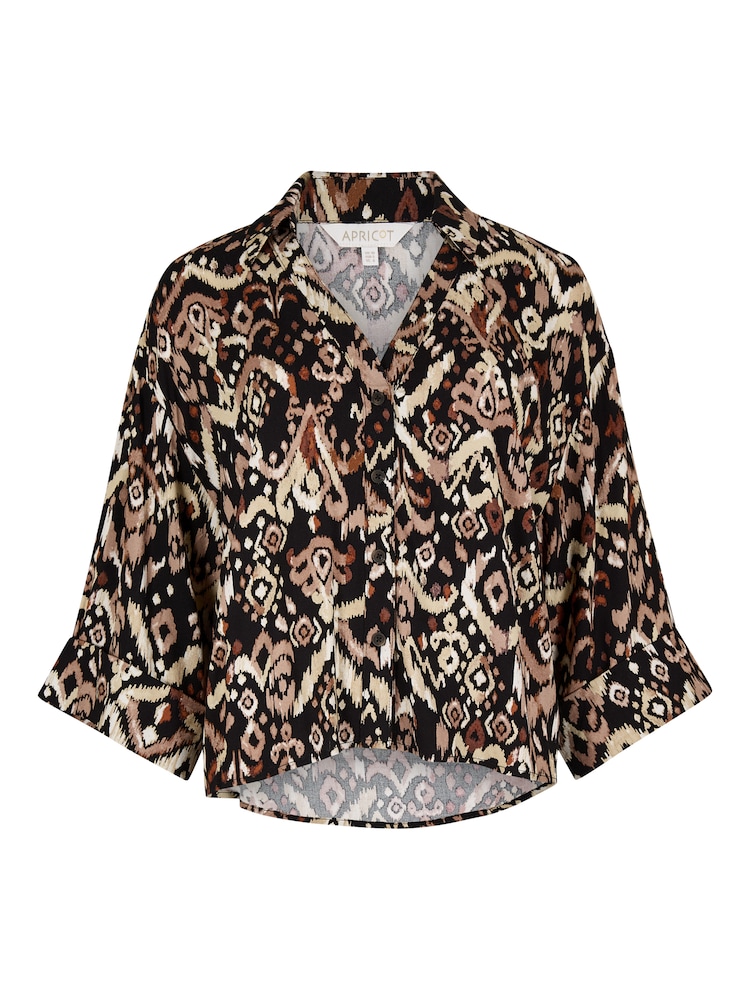 Apricot Ikat Print Boxy Shirt ' ' Damen Größe XS schwarz