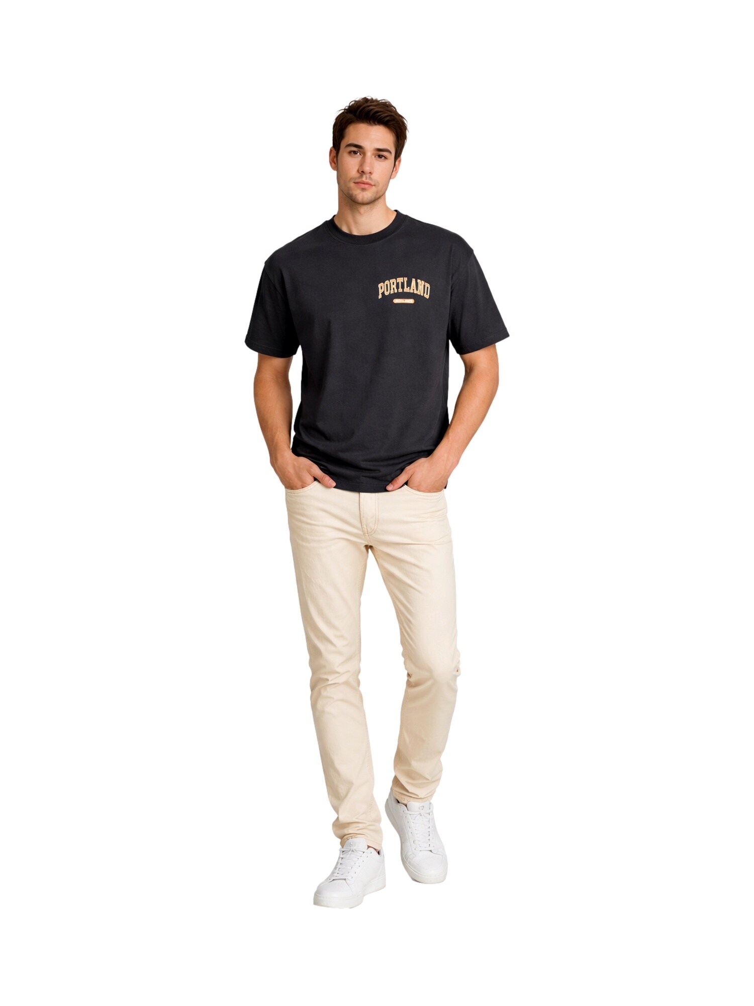 JACK & JONES Tričko 'Bradley' grafitová / oranžová / biela (obrázok 4)