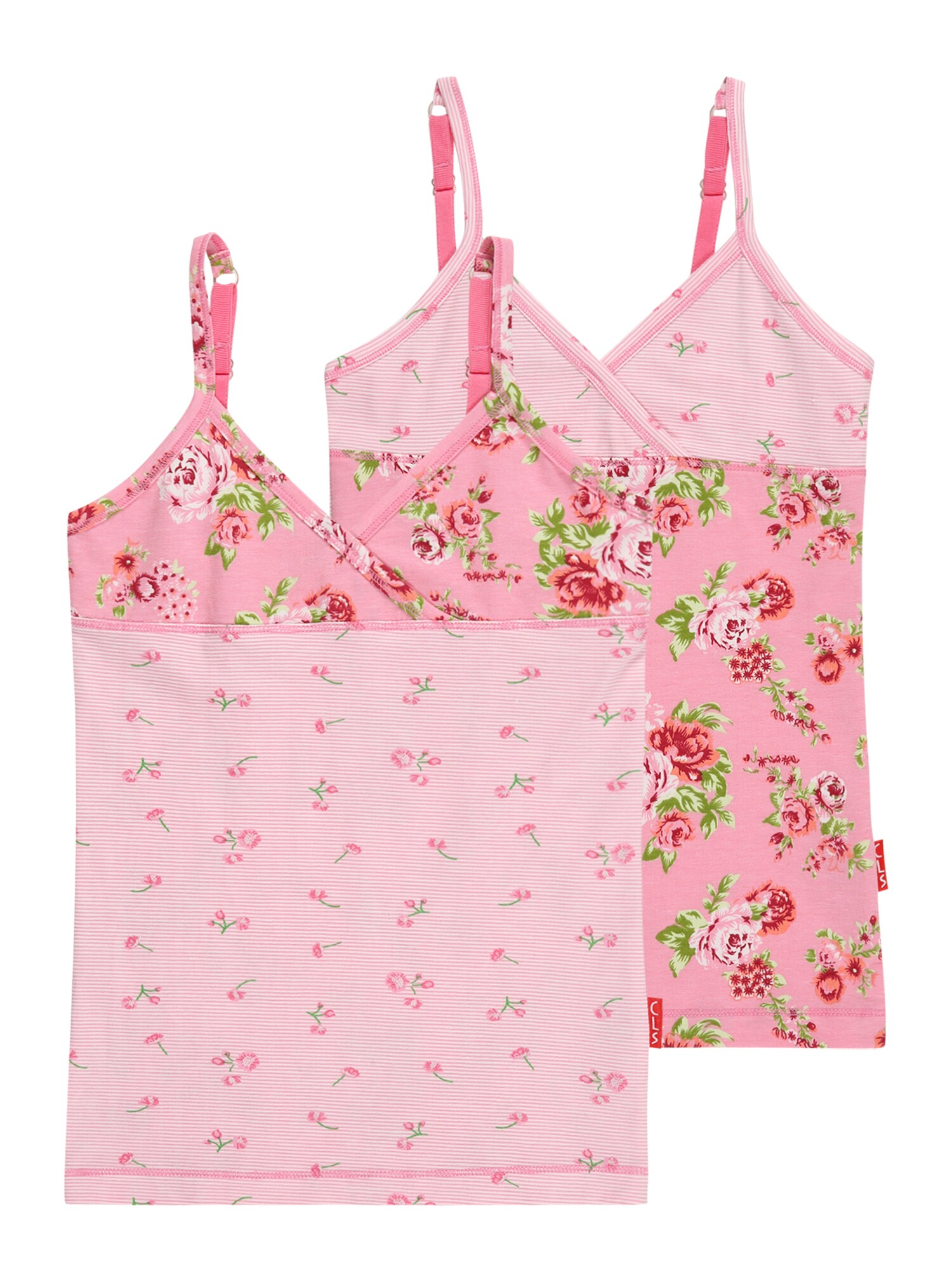 Claesen's Apatiniai marškinėliai žalia / šviesiai rožinė / skaisti avietinė ar rubino spalva / balta