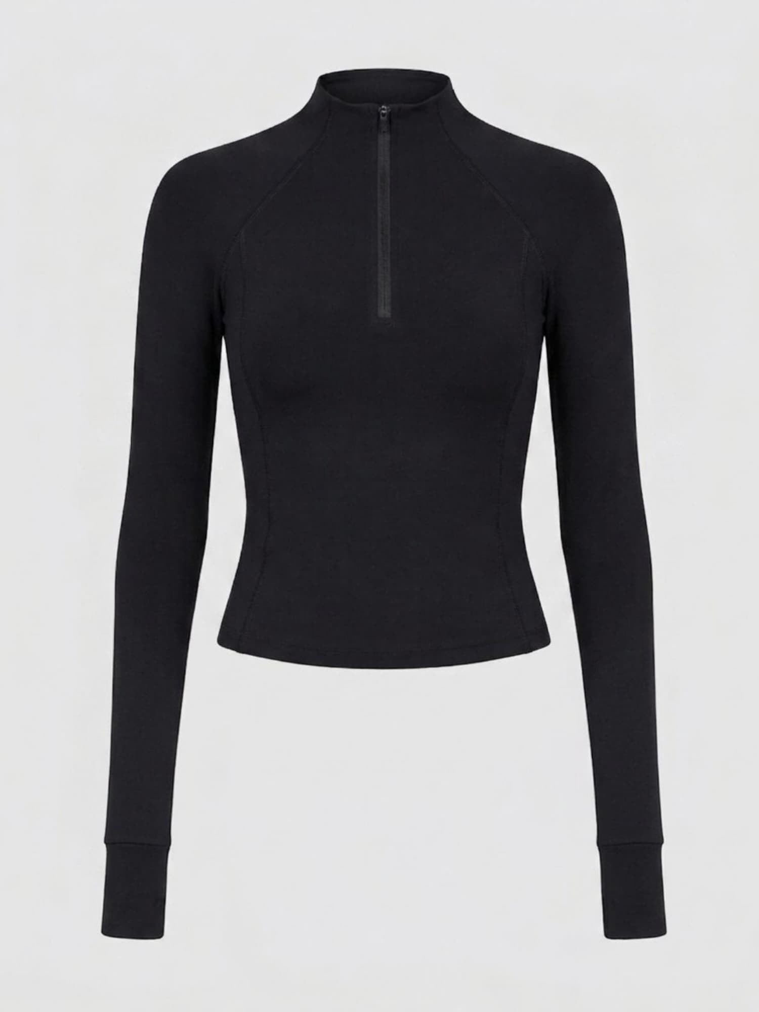 YO-GAYA Sportski top 'Quarter Zip Long Sleeve Top' crna