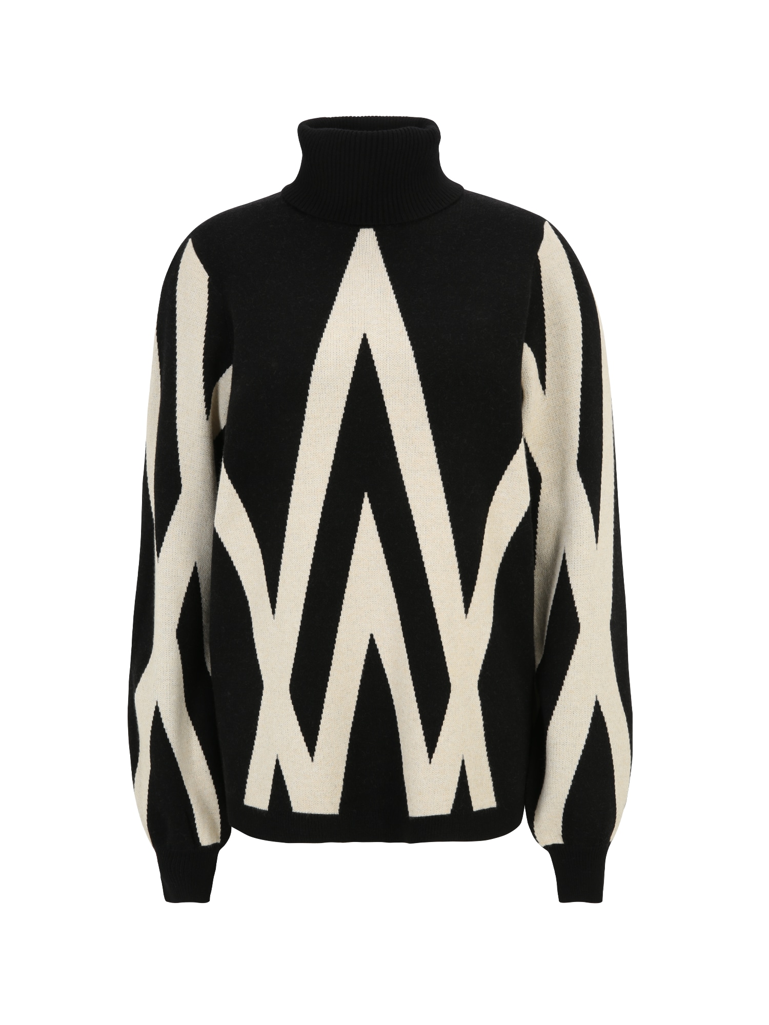 OBJECT Tall Пуловер 'RAY'  черно / мръсно бяло