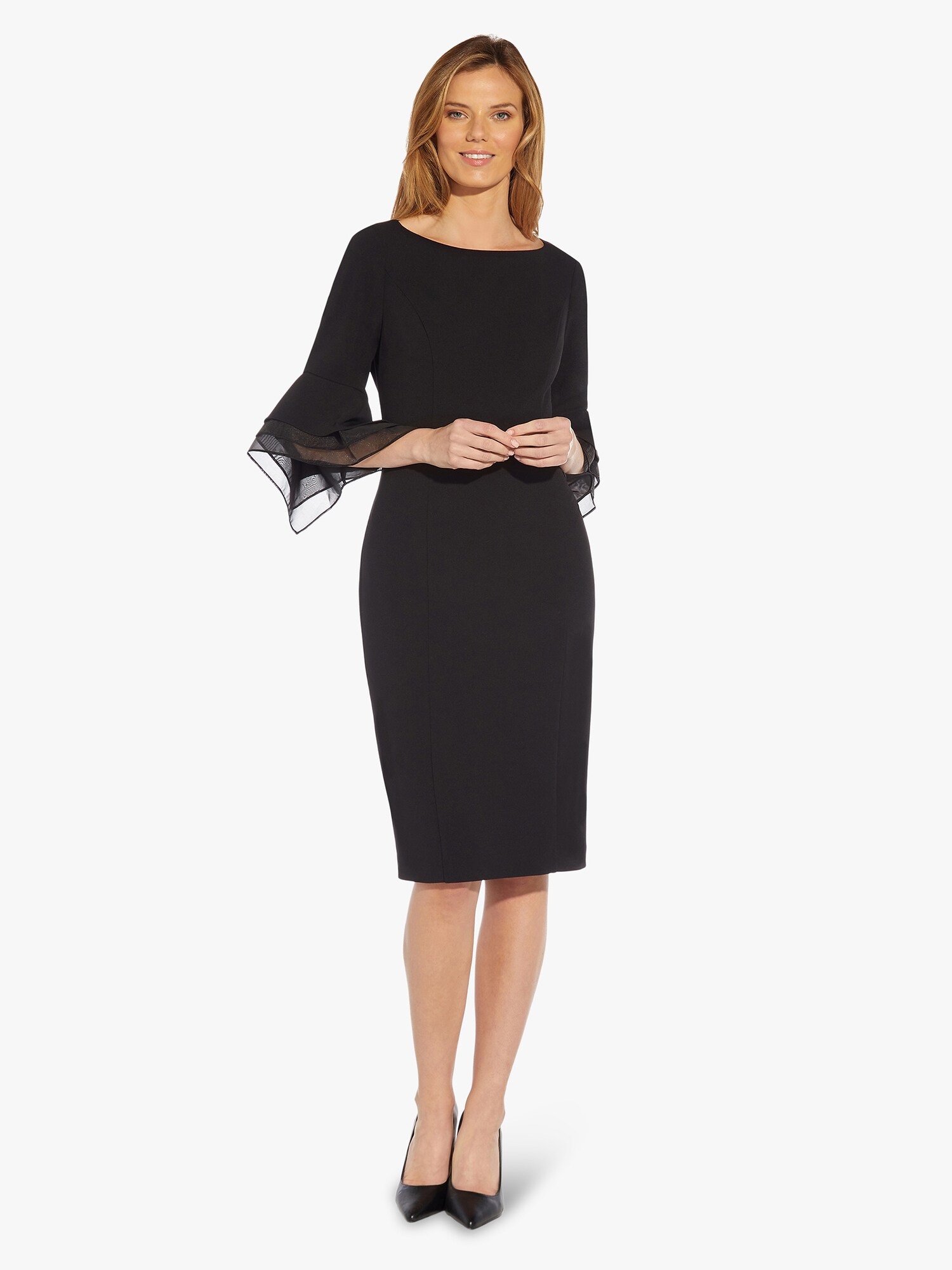 Thumbnail - Knielanges Cocktailkleid 'Knit Crepe Tiered Sleeve Dress'