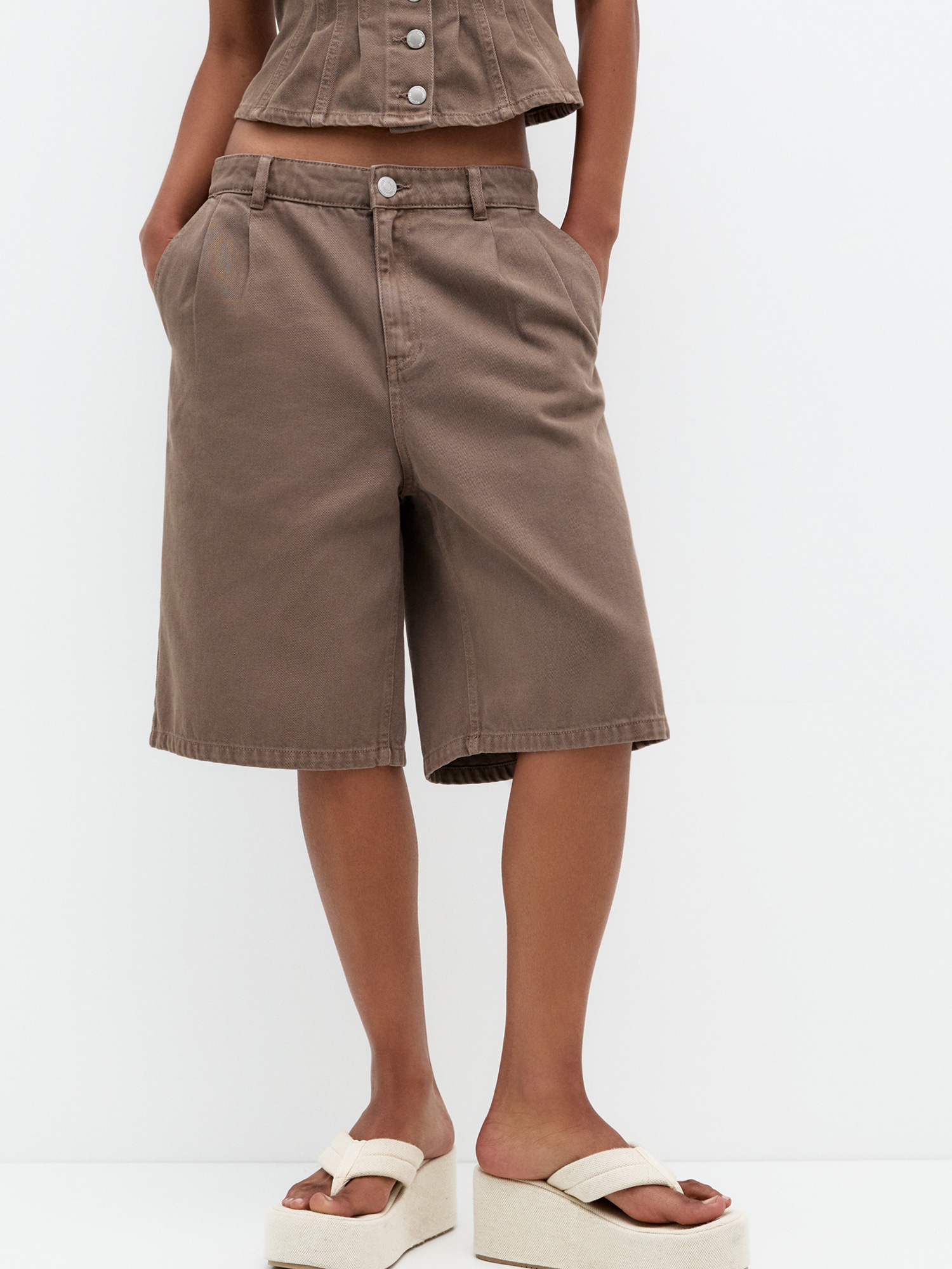 Pull&Bear Redős farmer  barna termék 2. képe
