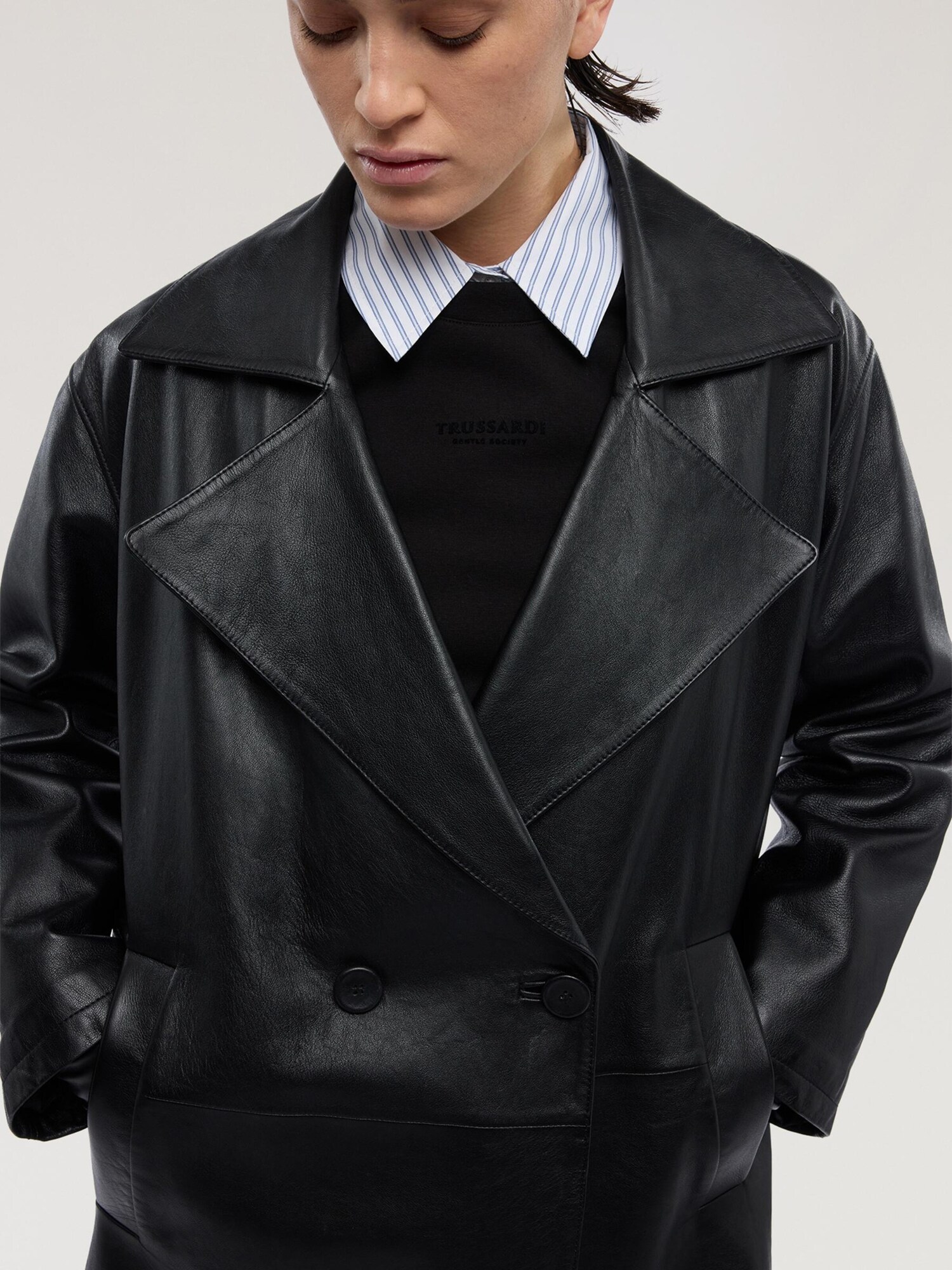 Trussardi Chaqueta de entretiempo negro – imagen 4