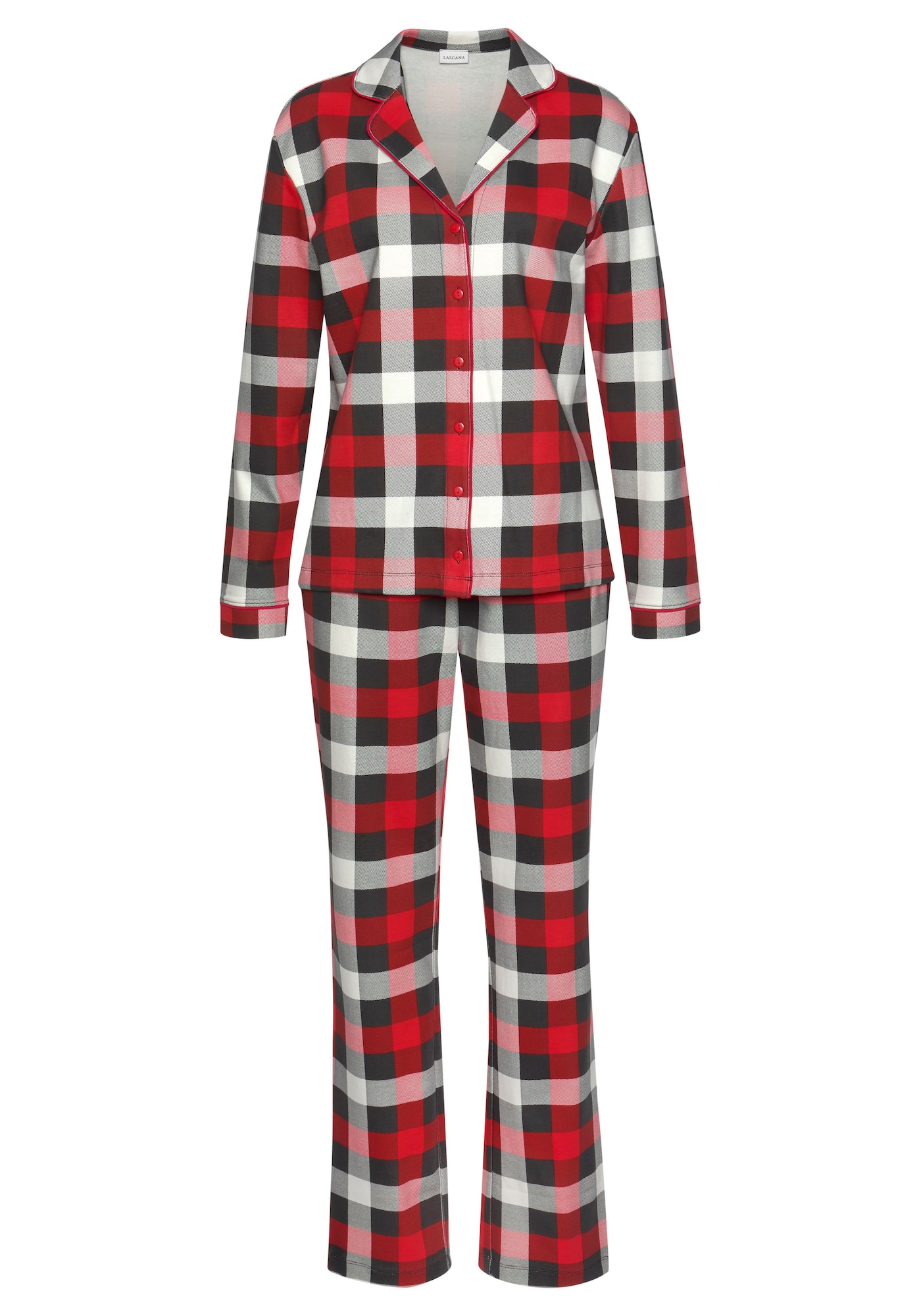 LASCANA Pijama  roșu / negru / alb