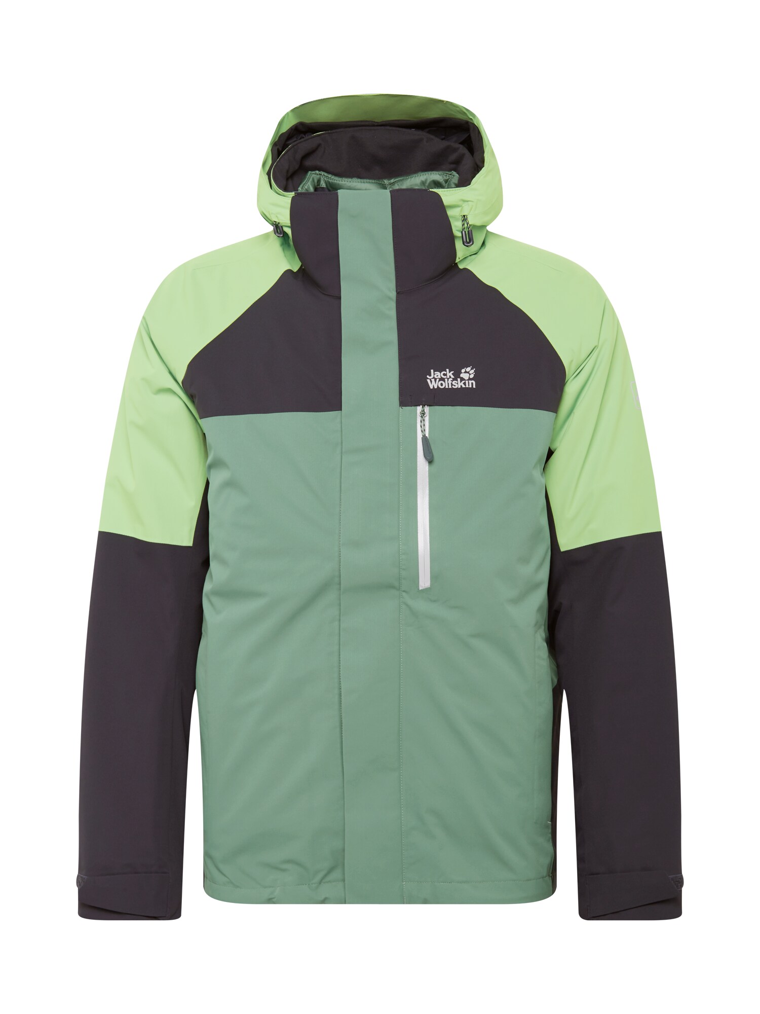 JACK WOLFSKIN Laisvalaikio striukė  pilka / žalia / mėtų spalva