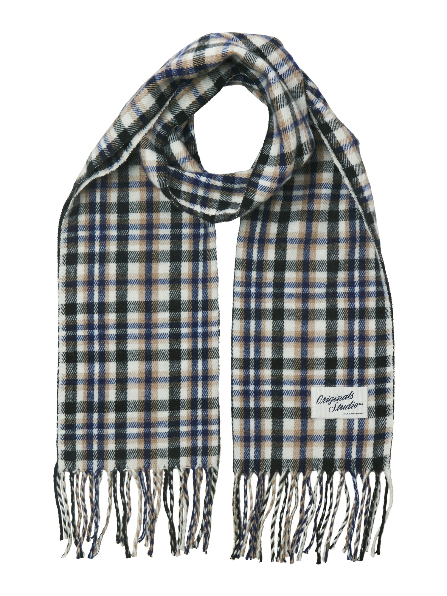 JACK & JONES Fular 'JACGrand'  albastru / maro deschis / negru / alb