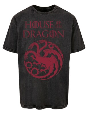 F4NT4STIC Shirt ‘House Of The Dragon Targaryen Crest Logo’ Donkerrood / Zwart