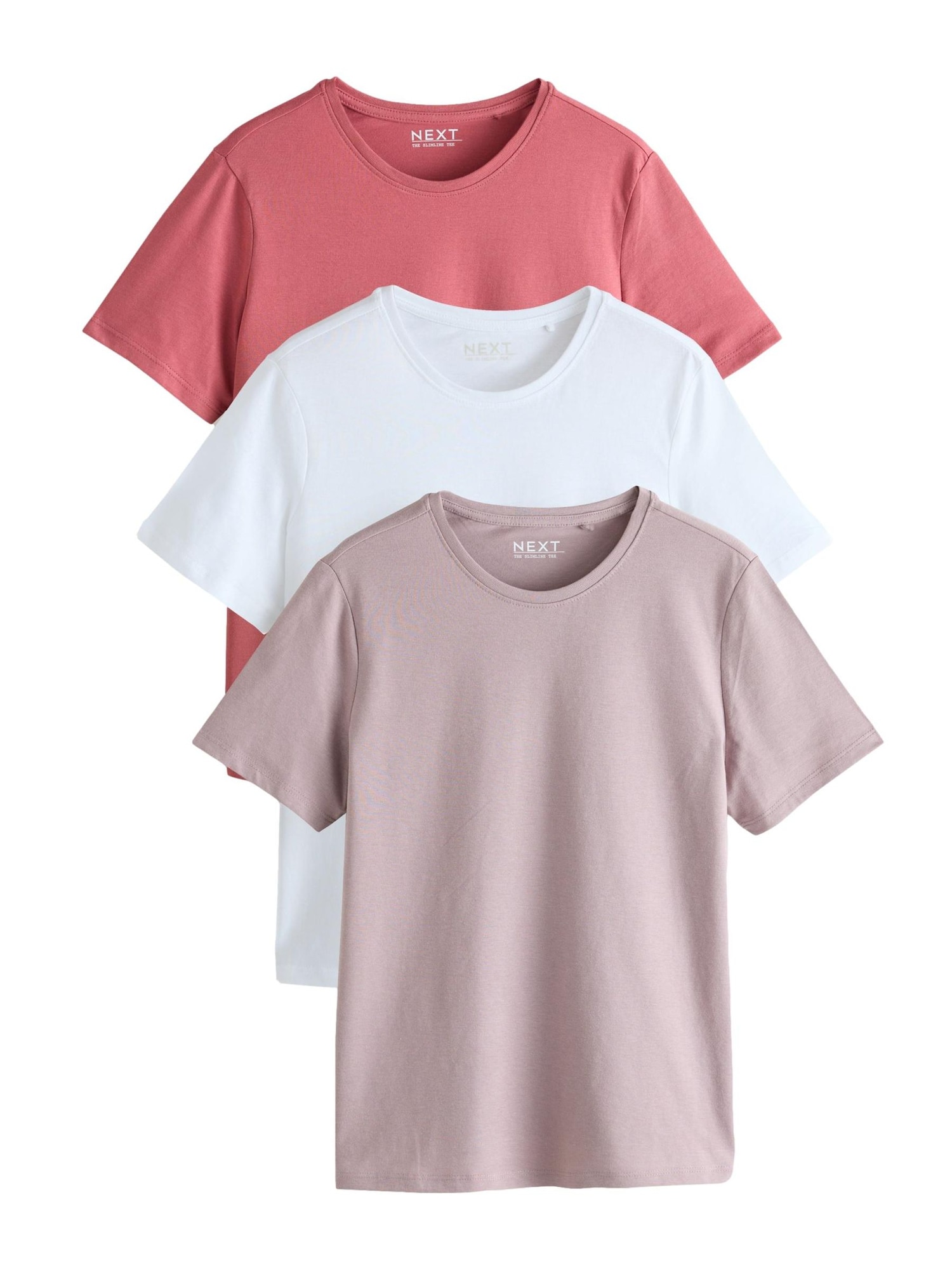 Next Tricou gri taupe / roșu deschis / alb