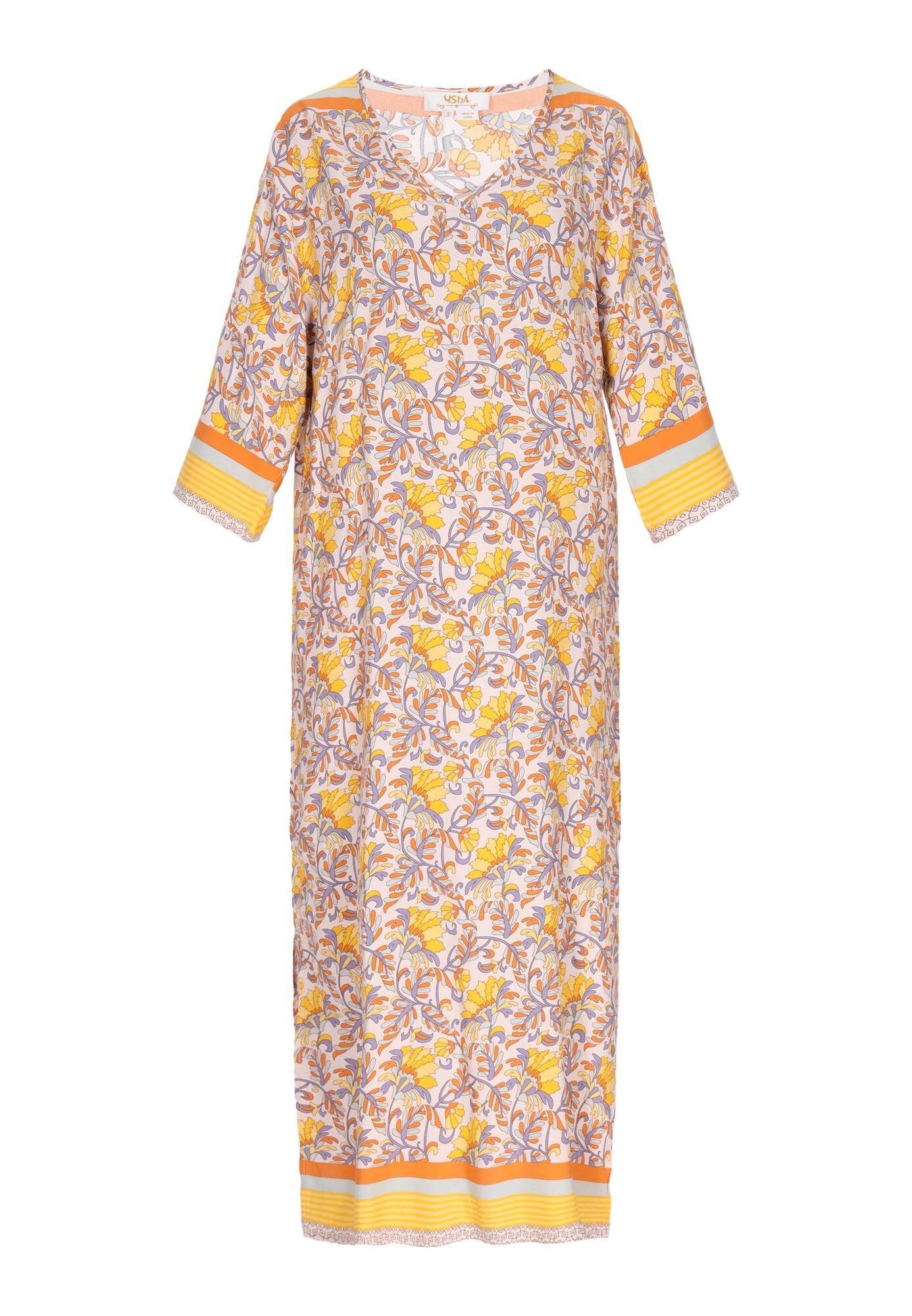 usha FESTIVAL Vestido  amarillo / gris / naranja