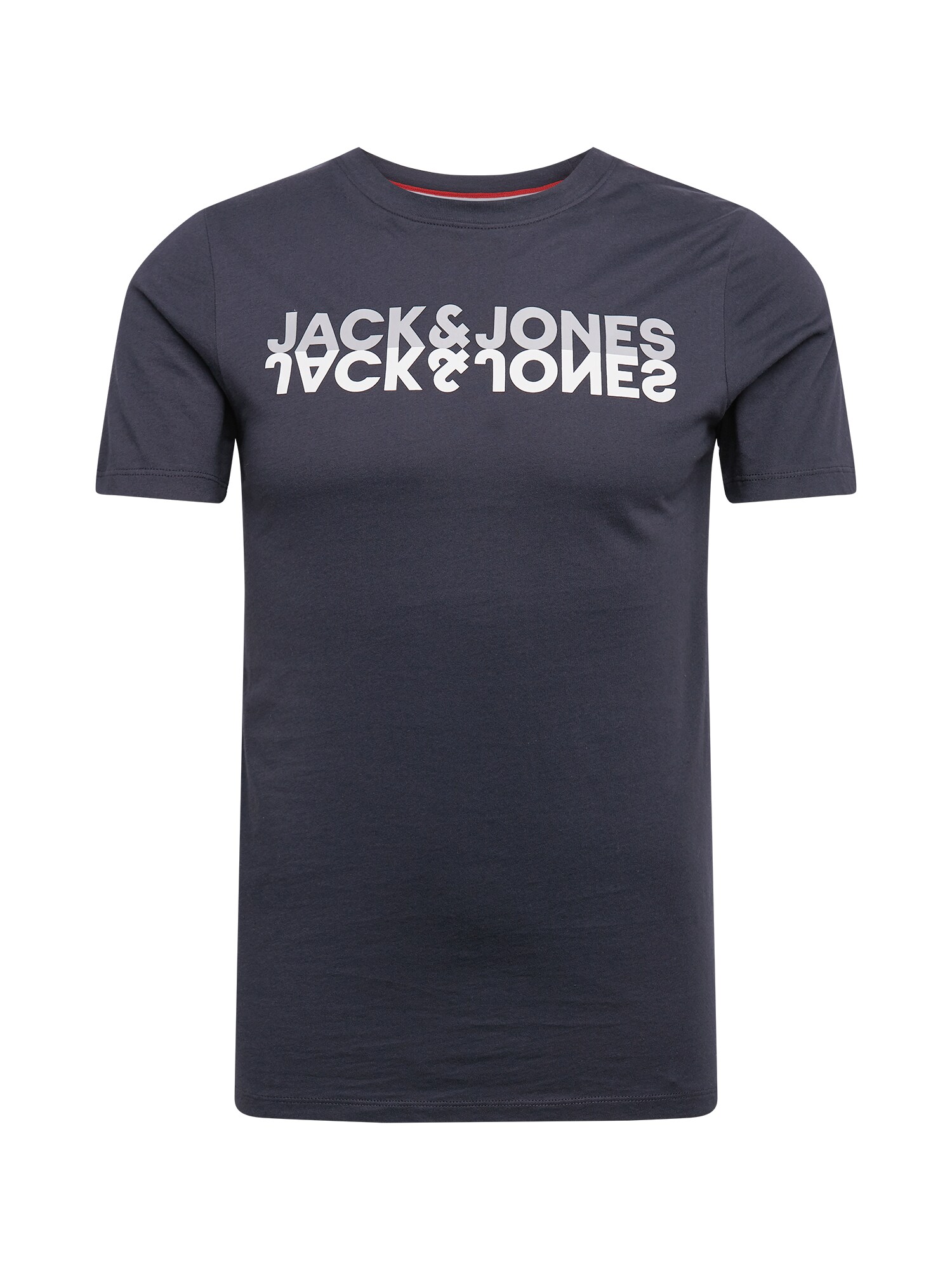 JACK & JONES Marškinėliai  tamsiai mėlyna / balta / šviesiai pilka