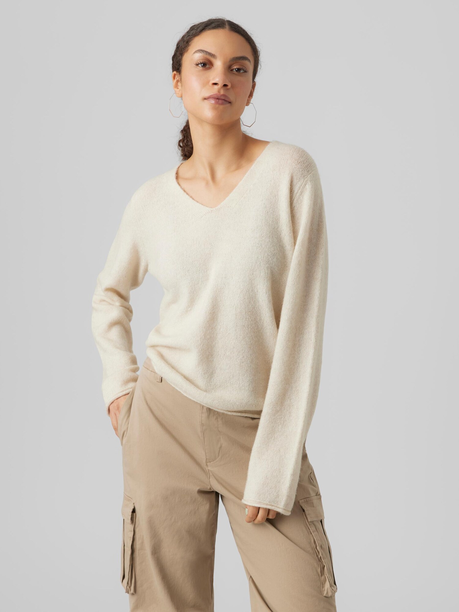 VERO MODA Pulóver 'RAIN'  krém termék 2. képe