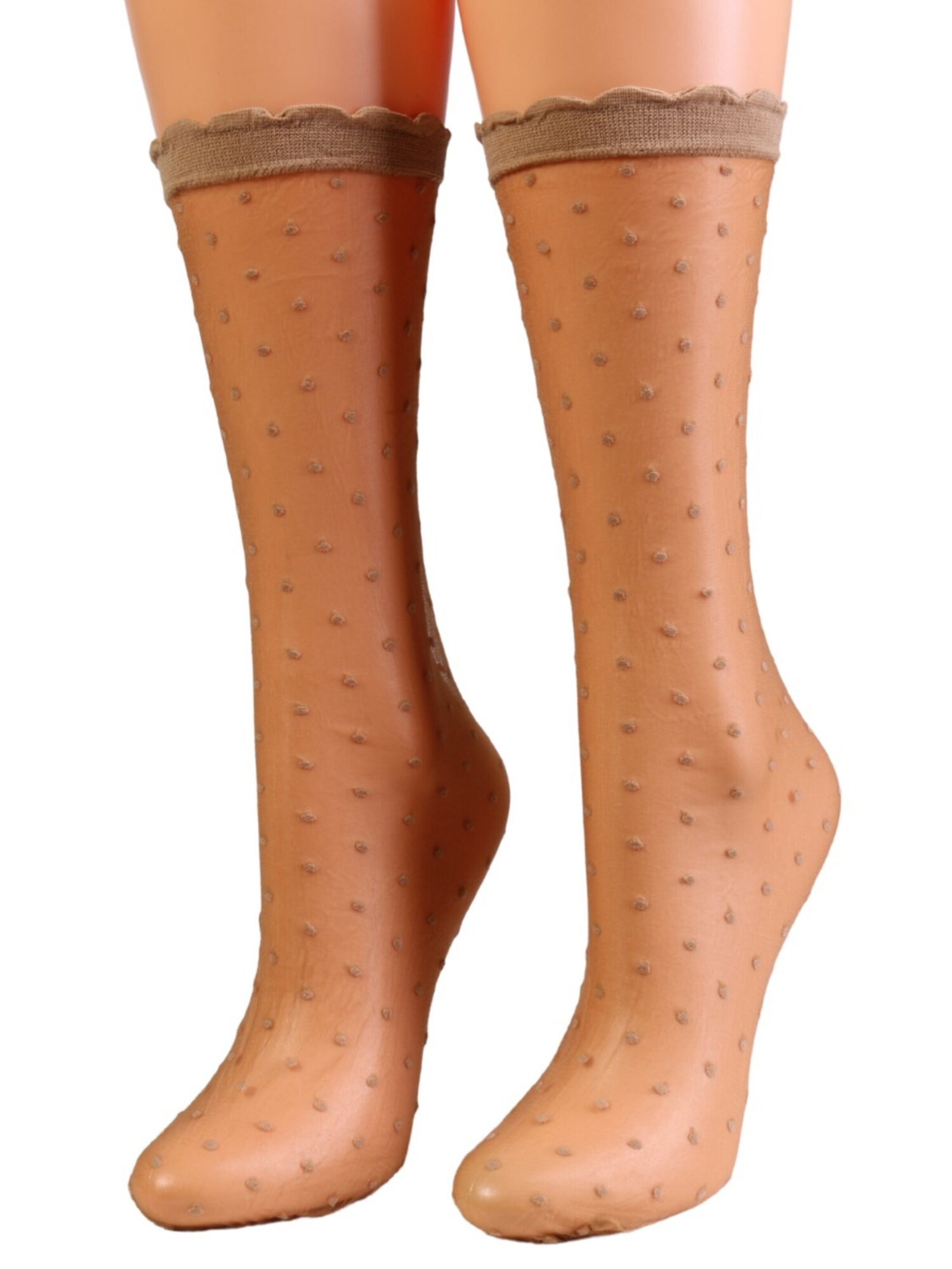 Sokisahtel Čarape 'SCARLETT sheer socks with dots' bež