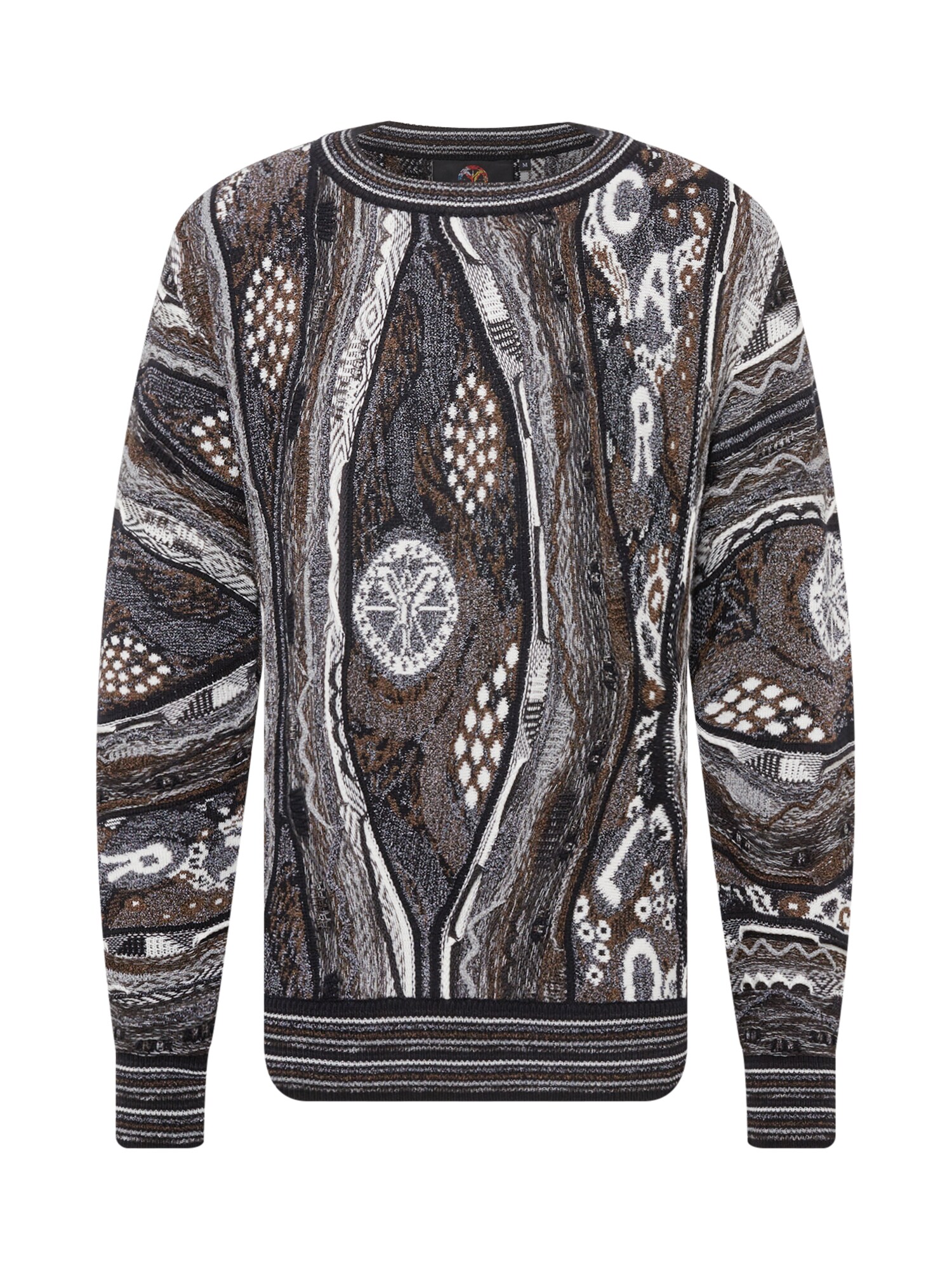 Carlo Colucci Pullover 'Damian'  castanho / cinzento / preto / branco