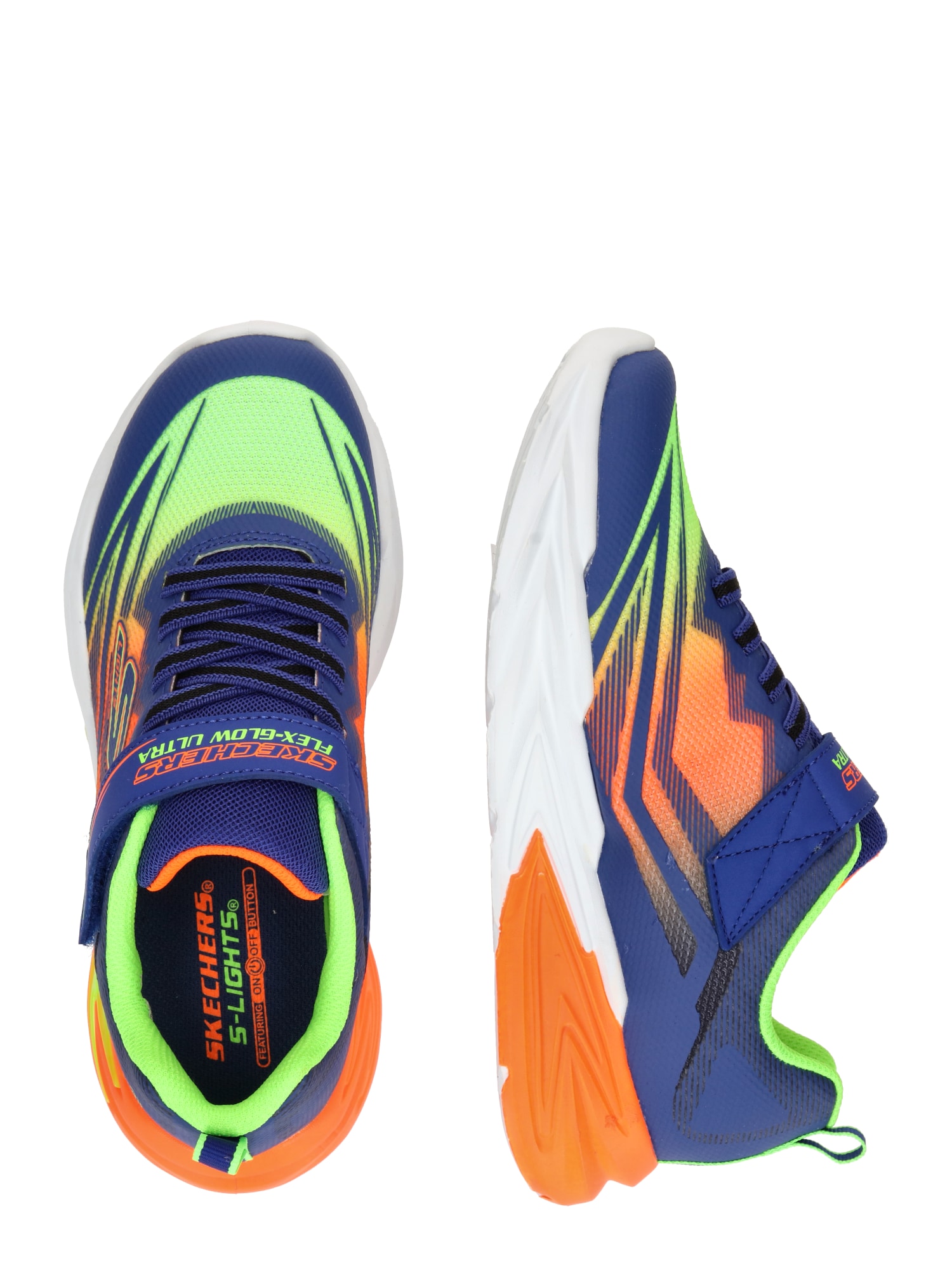 SKECHERS Sportcipő 'Flex-Glow Ultra'  sötétkék / neonzöld / narancs termék 2. képe