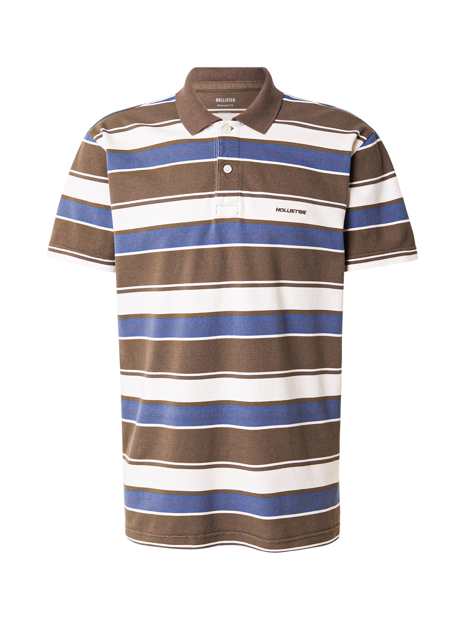 HOLLISTER Tricou  albastru închis / maro / alb