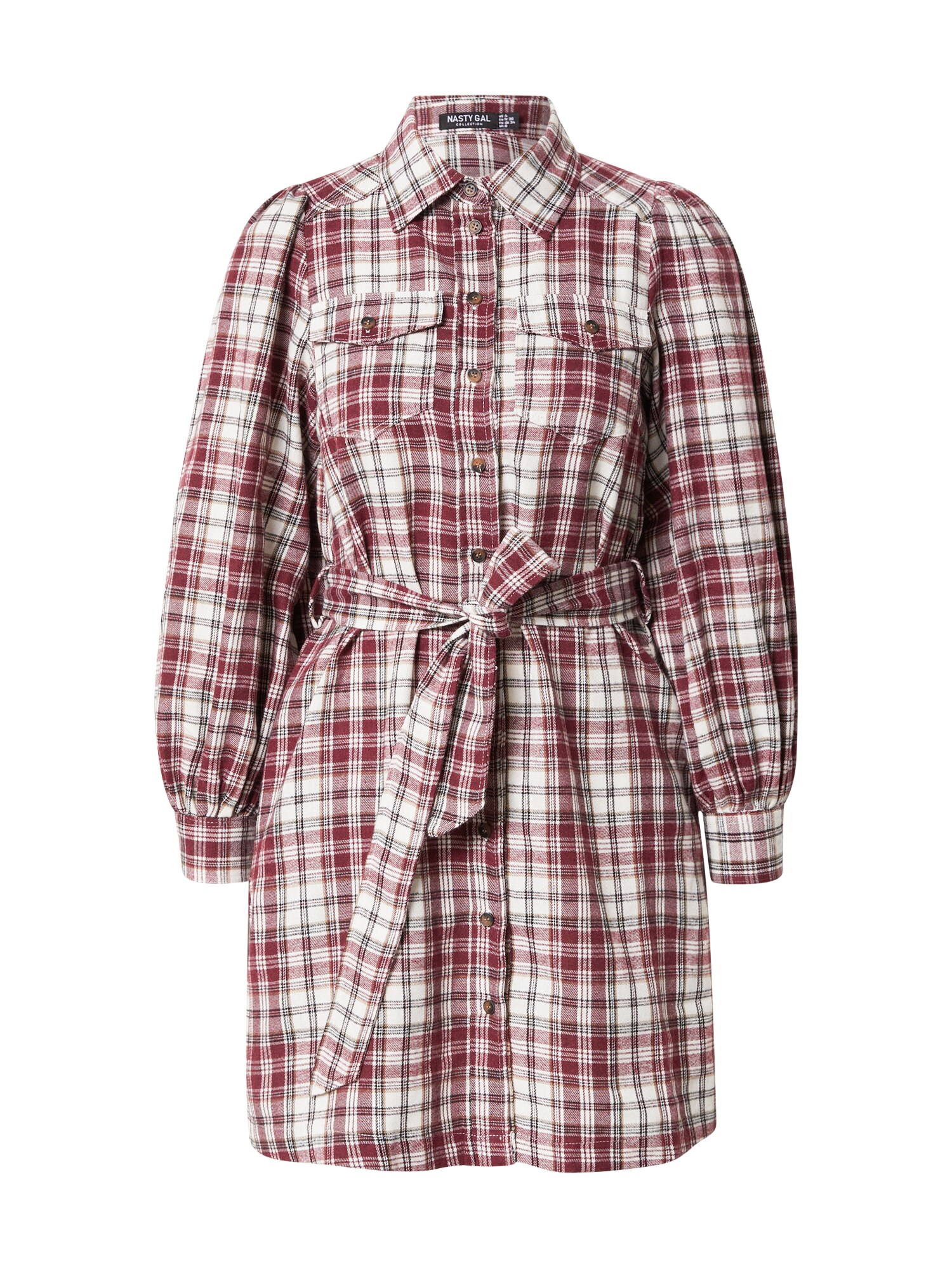 Nasty Gal Košeľové šaty  svetlohnedá / tmavočervená / čierna / biela