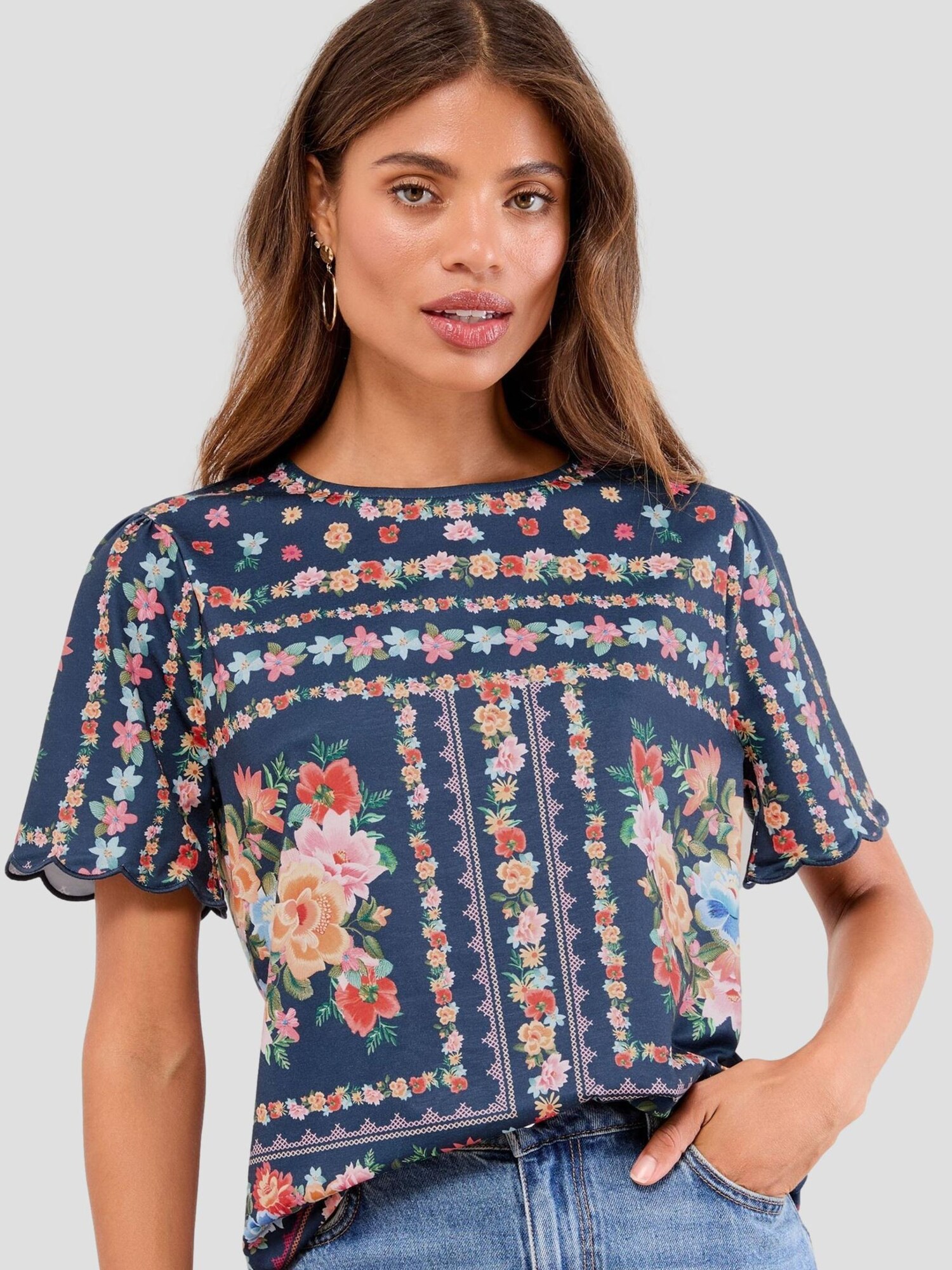 Lipsy Tricou  bleumarin / galben / roz