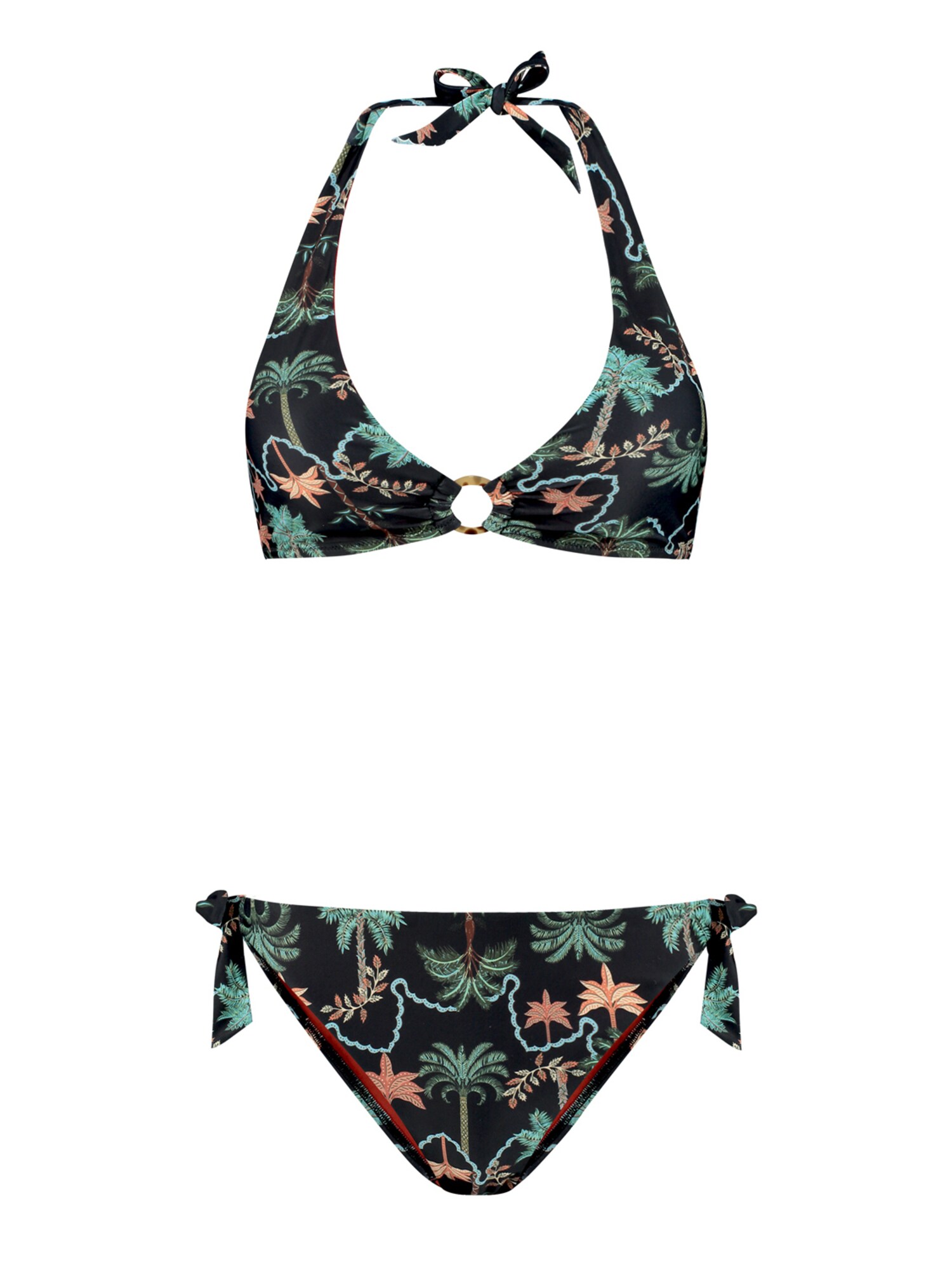 Shiwi Costum de baie două piese Caro  verde / verde jad / portocaliu / negru