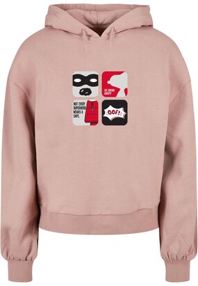 Merchcode Sweatshirt ‘Peanuts – Superhero’ Lichtgrijs / Rosé / Rood / Zwart