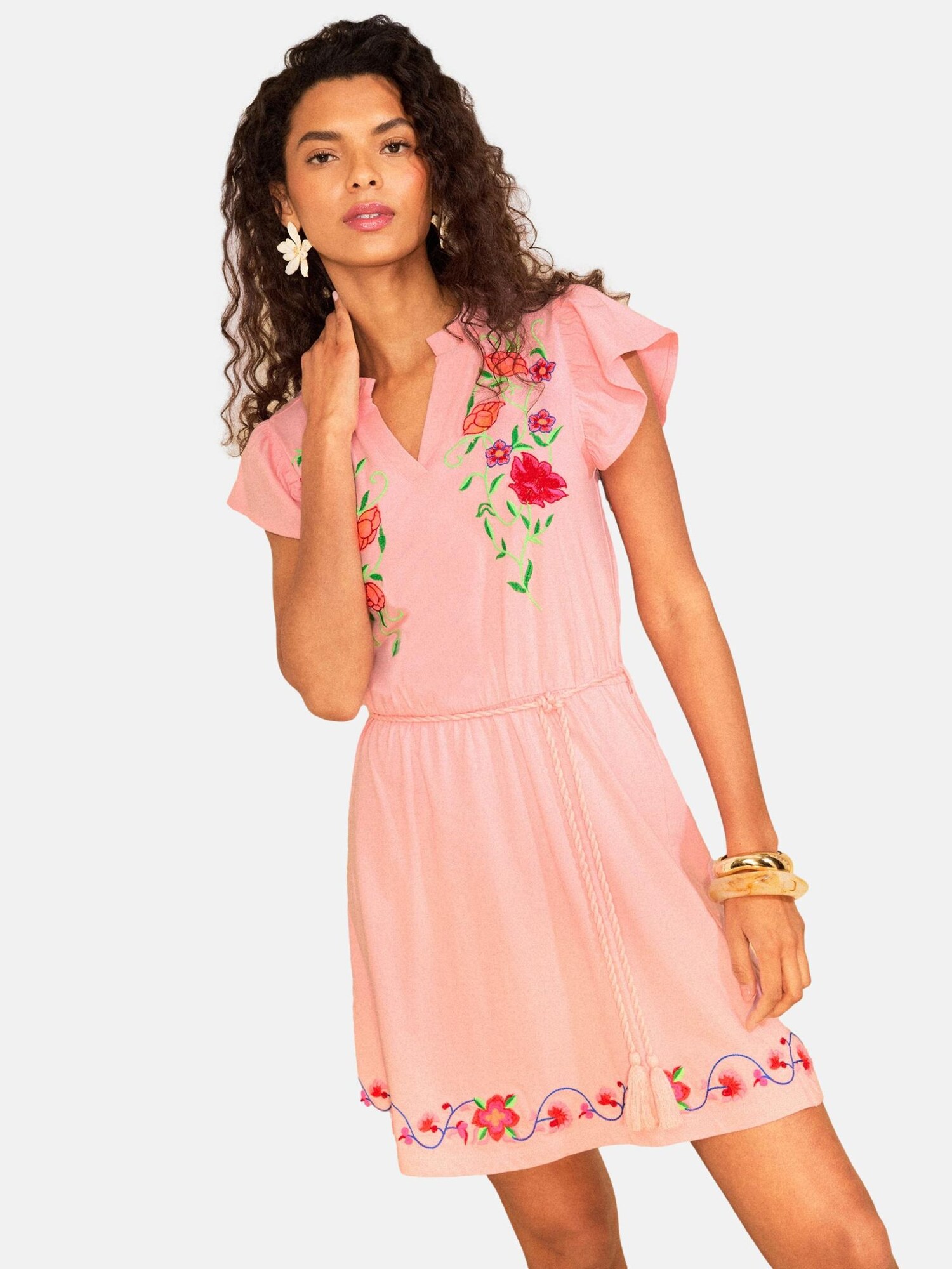 love &amp; roses Vestido  verde hierba / melocotón / rosé / rojo