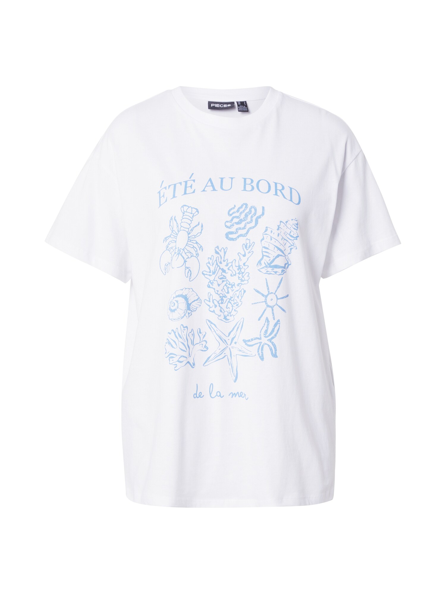 PIECES Tricou PCTAYLOR  albastru porumbel / alb