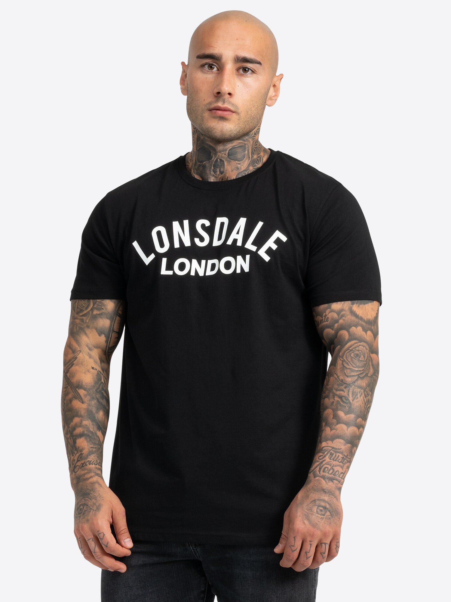 LONSDALE Póló 'Bradfield'  fekete / fehér termék 2. képe