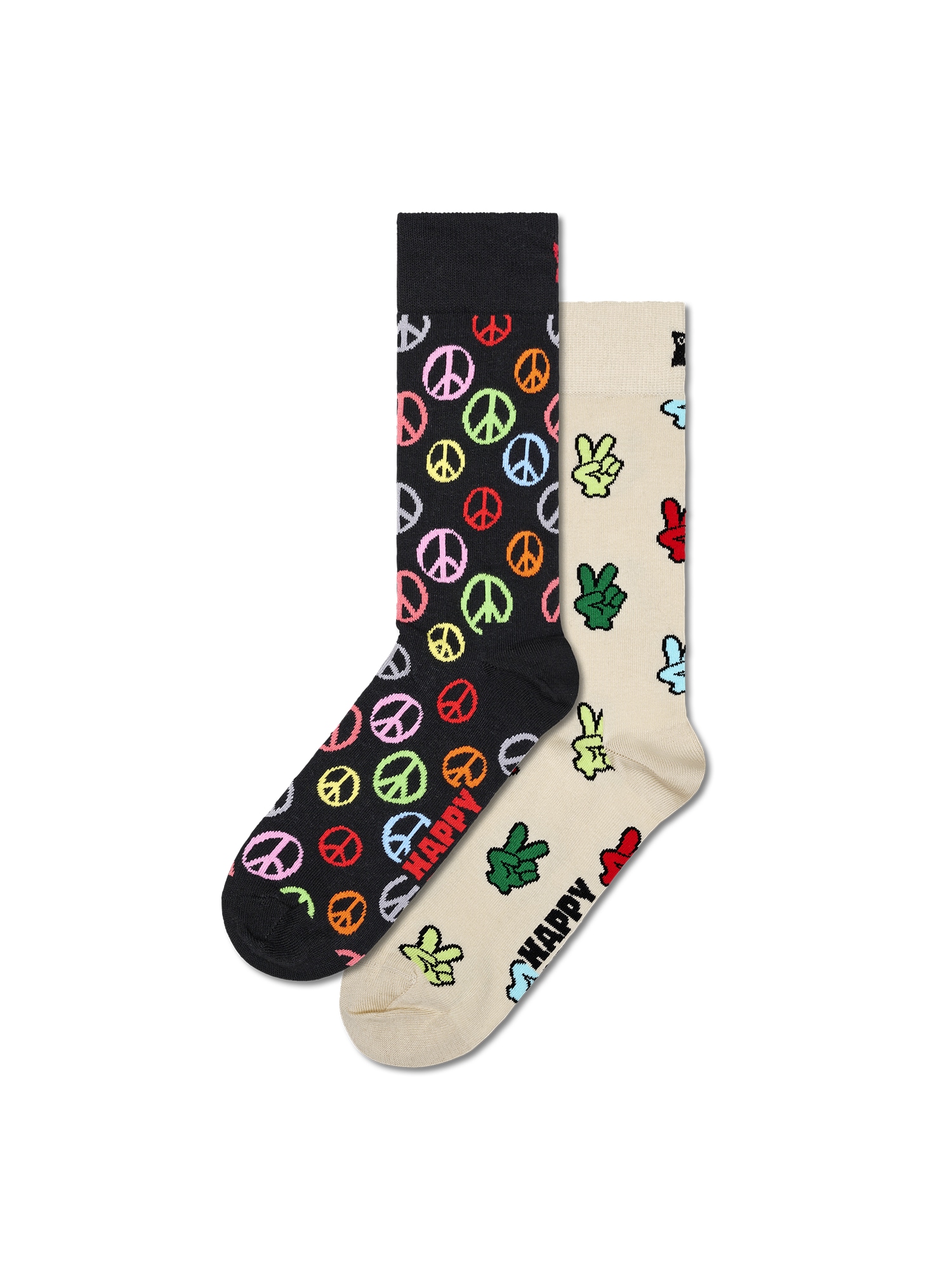 Happy Socks Șosete 'Peace'  crem / verde / roși aprins / negru