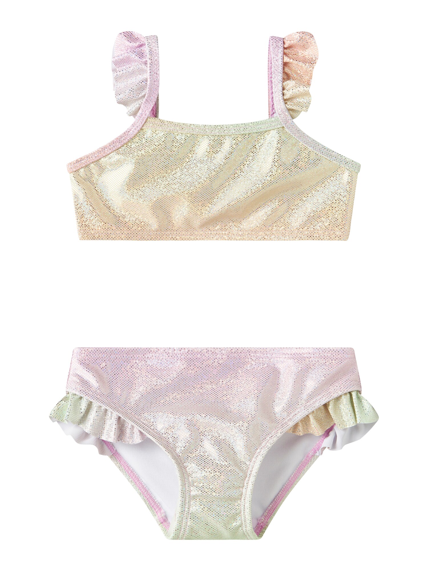 NAME IT Costum de baie două piese 'NMFZola'  verde pastel / portocaliu caisă / roz