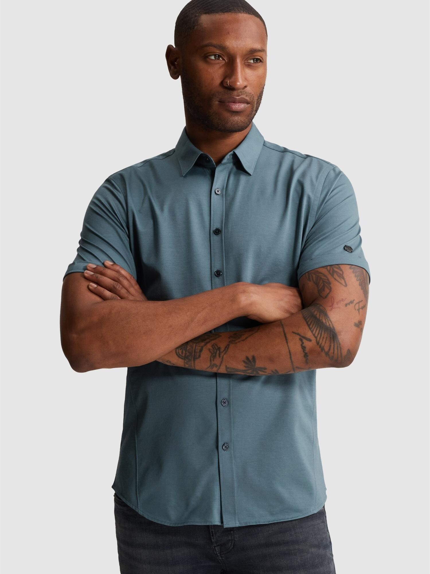 Skjorta 'Shirt with short sleeves in lightweight jersey'