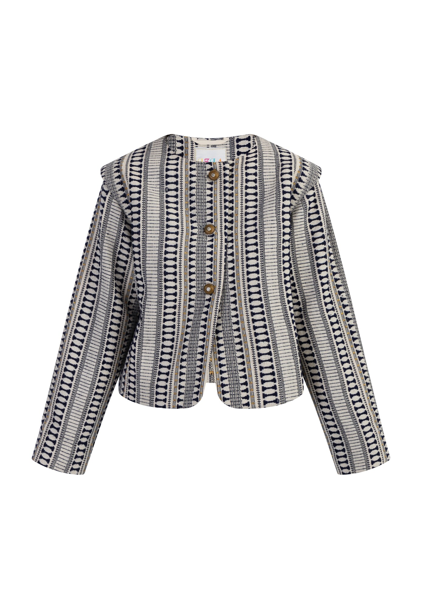 IZIA Sacou  bleumarin / auriu / alb lână