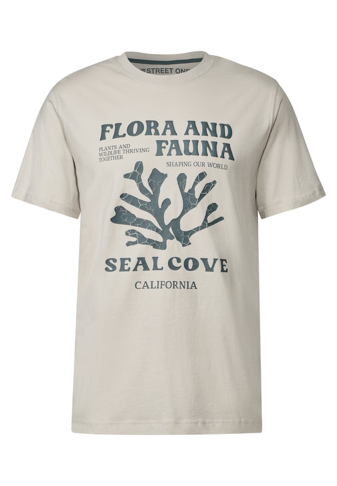 Street One MEN T-Shirt Herren Größe M greige / dunkelgrün