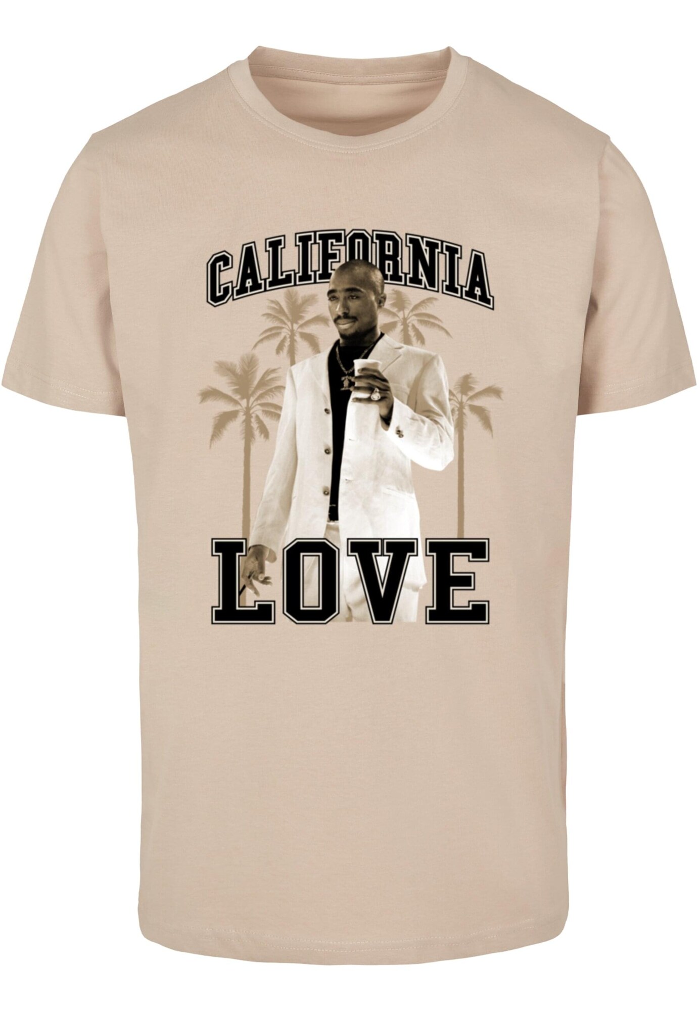 Mister Tee Tričko 'California Love Palm Trees'  piesková / čierna / biela