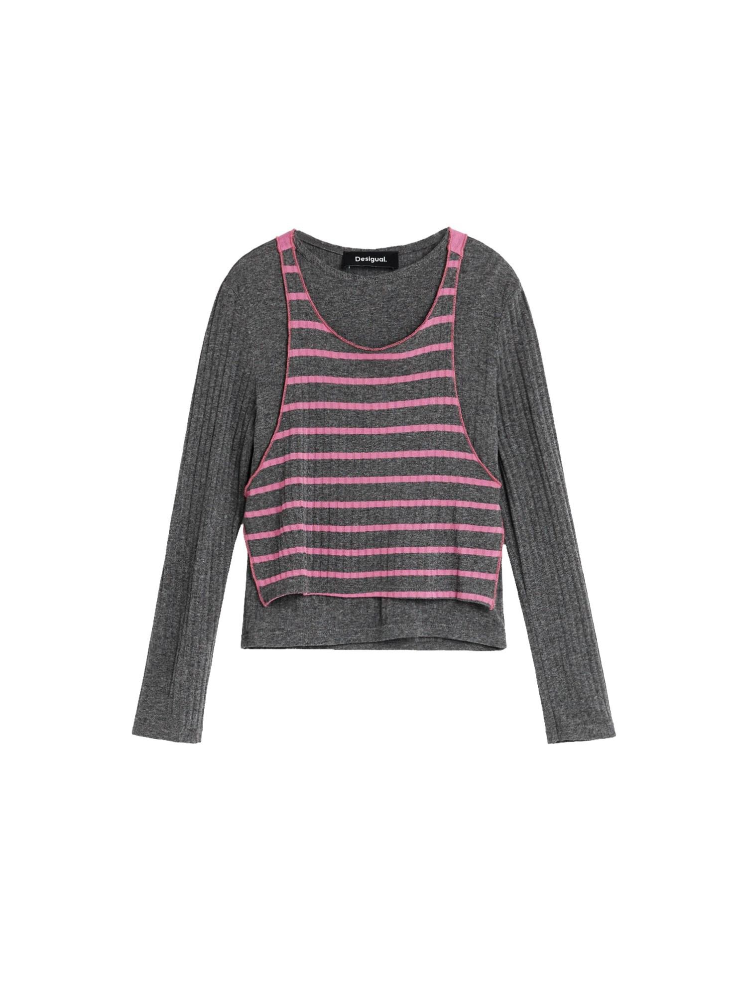 Desigual Tricou gri închis / roz