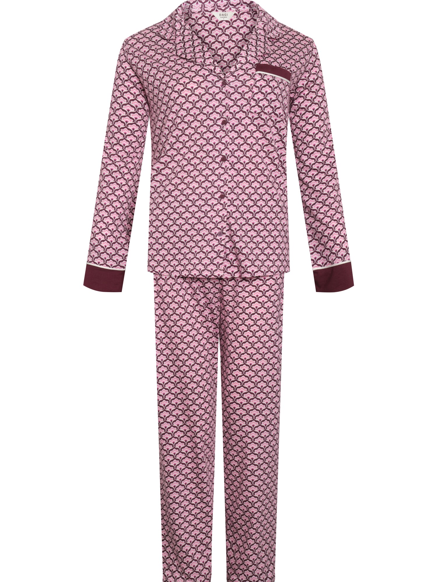 Dagi Pijama  lila / roșu vin / alb