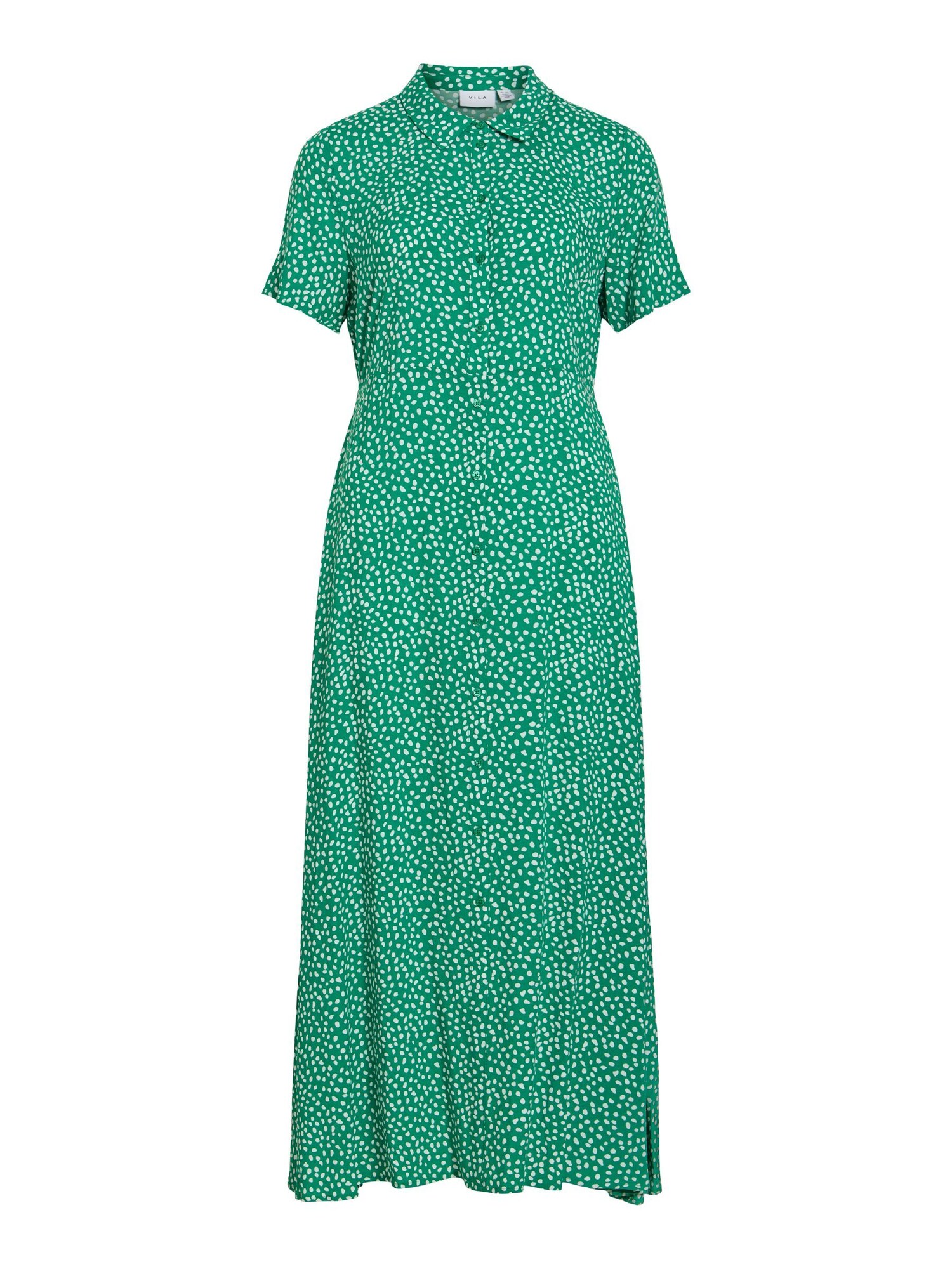 VILA Vestido camisero 'VIAya'  verde / blanco