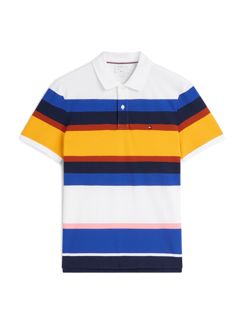 T-shirt 'Regular Fit Stripe' blå / nattblå / gul