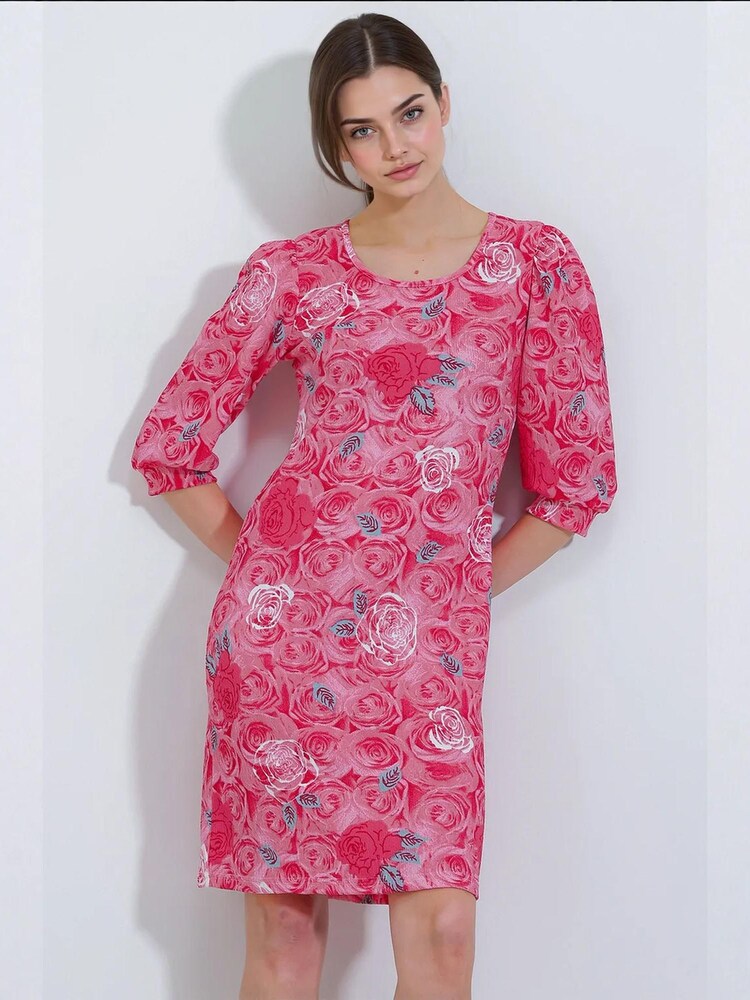 Bigdart Kleid Damen Größe 36 grau / pink / dunkelpink / weiß Winterkleid