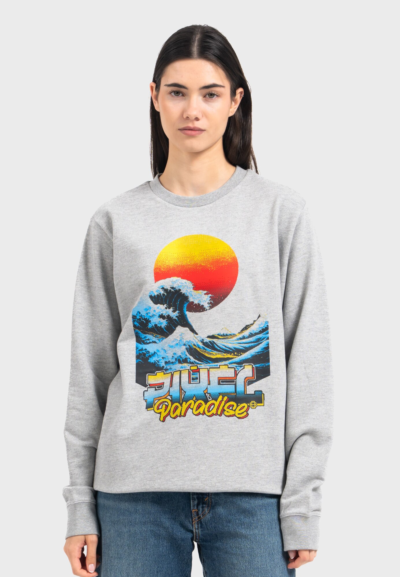 Thumbnail - Oldskull Sweatshirt Retro Pixel Wave Logo Graphic