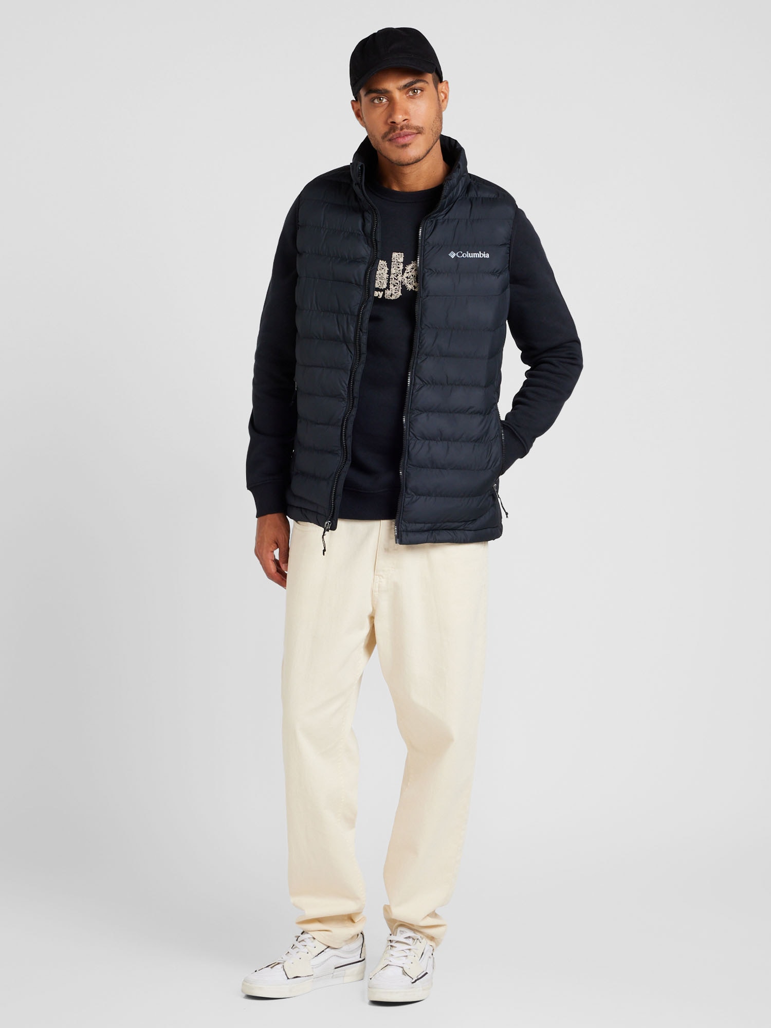 COLUMBIA Sportmellény 'Powder Lite II'  fekete / fehér termék 2. képe