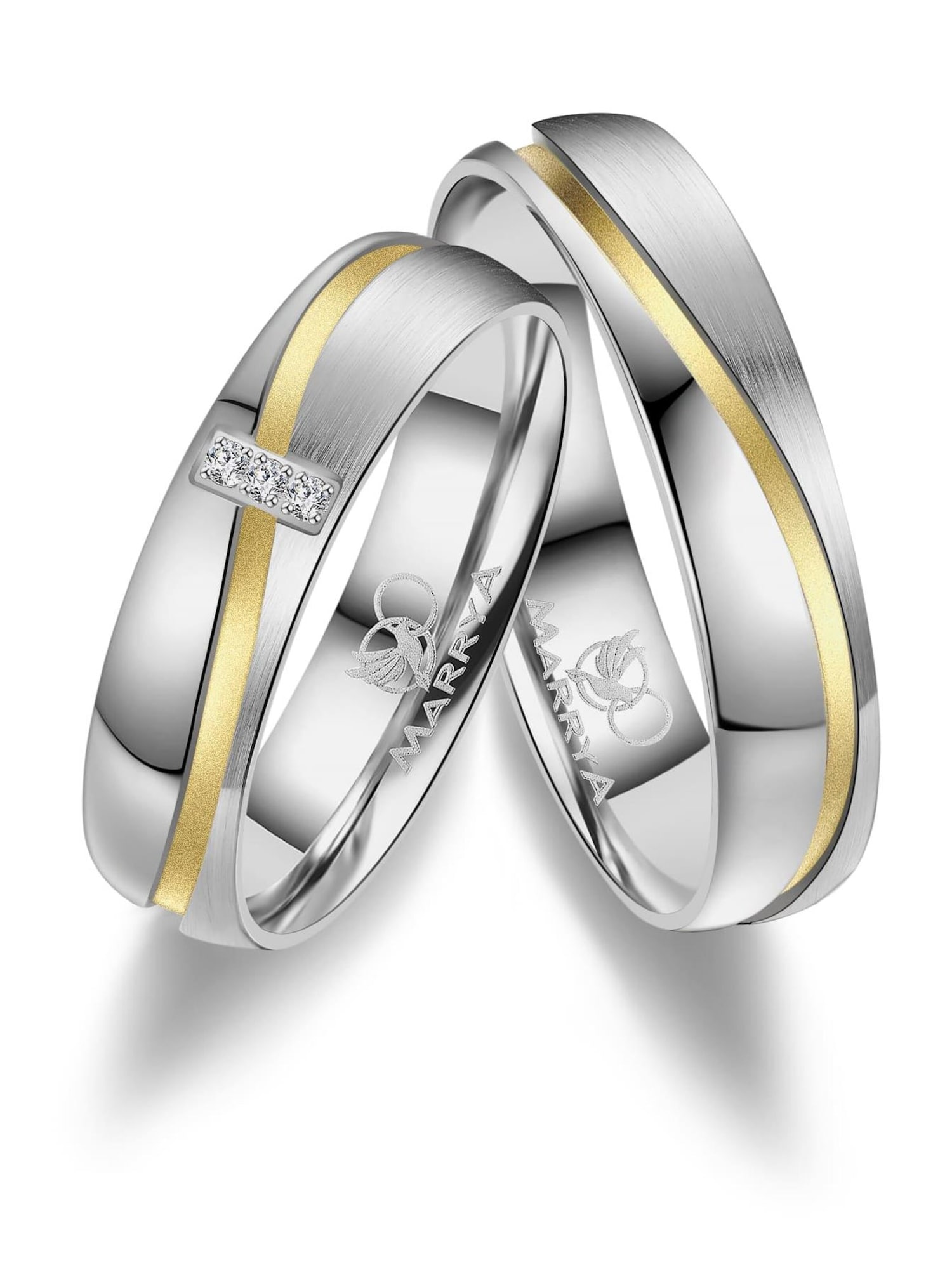 Ring 'MARRYA ES-15 Ehering aus Edelstahl Silber- & Gold-farben'